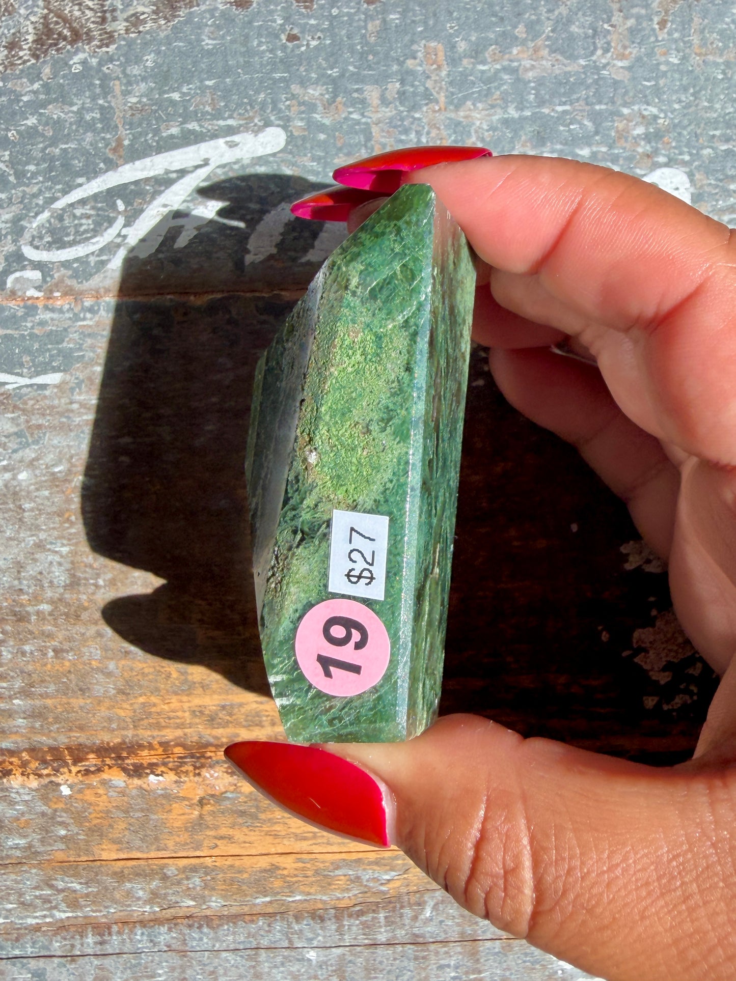 Gorgeous Optical Calcite + Moss Agate Combo Mineral Freeform From India | Opt 19