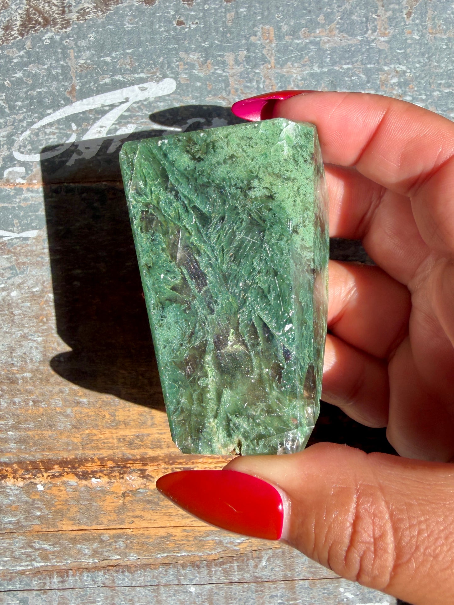Gorgeous Optical Calcite + Moss Agate Combo Mineral Freeform From India | Opt 19