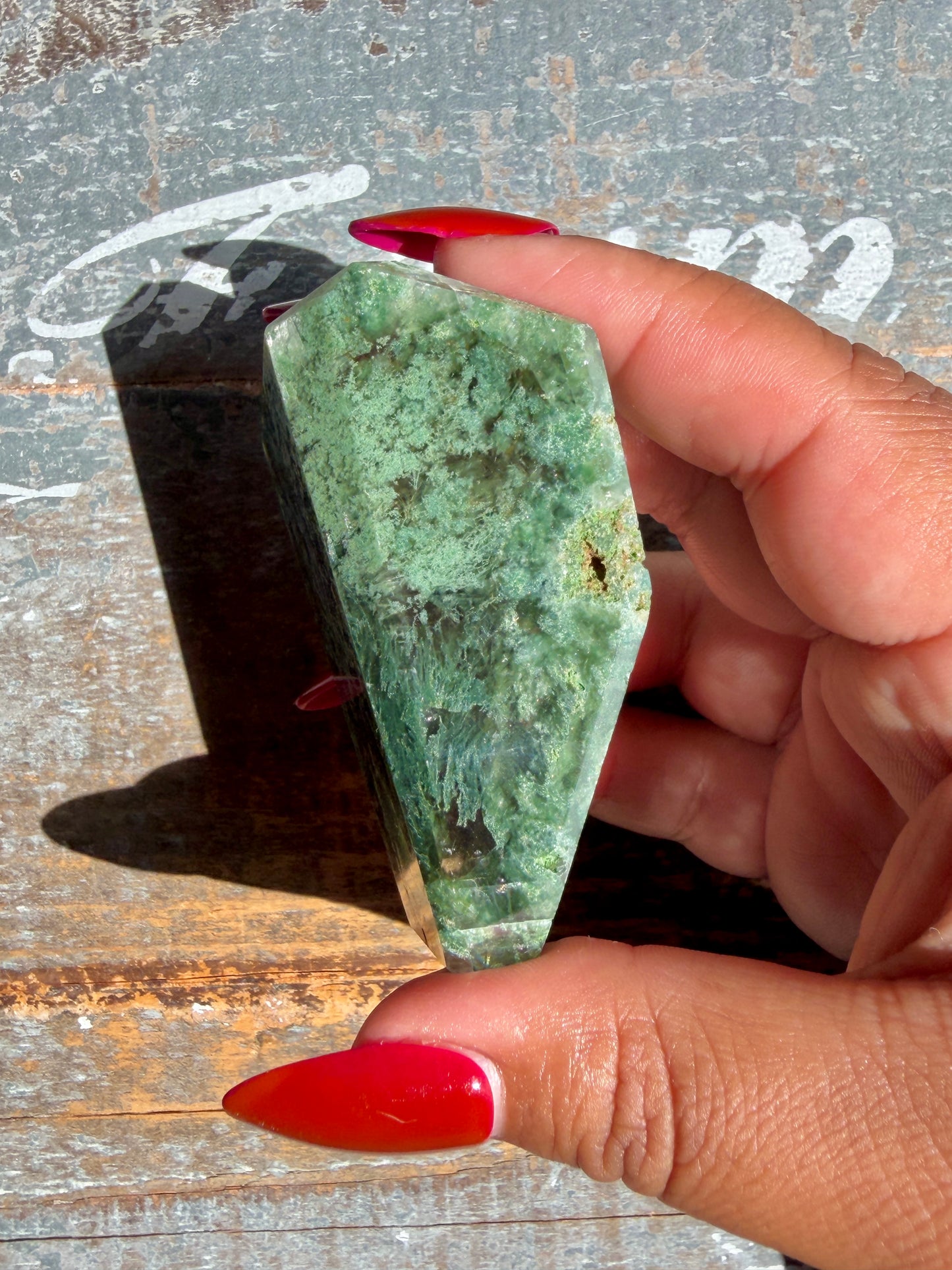 Gorgeous Optical Calcite + Moss Agate Combo Mineral Freeform From India | Opt 19