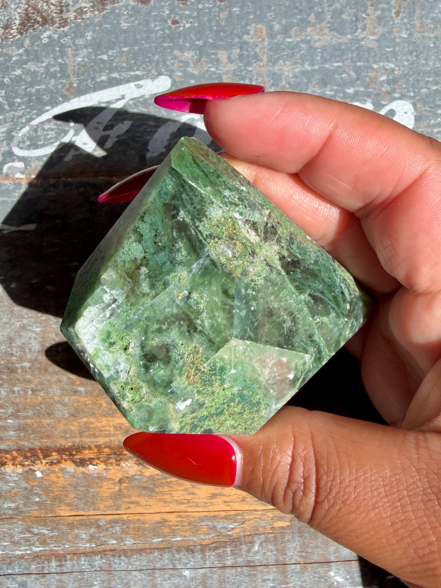 Gorgeous Optical Calcite + Moss Agate Combo Mineral Freeform From India | Opt 19