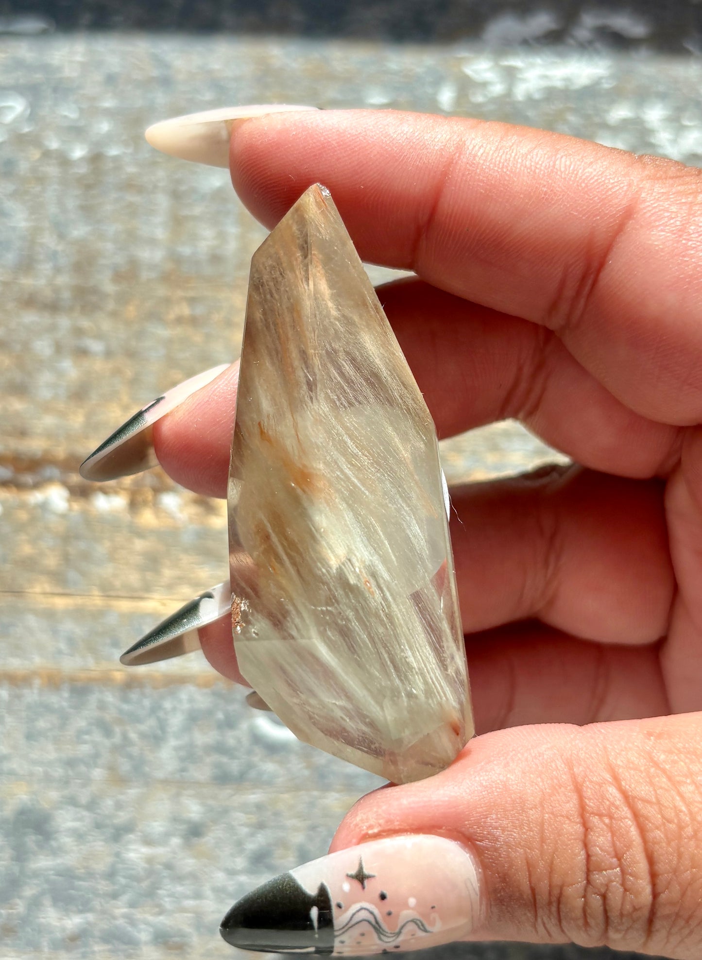 Gorgeous High Quality Amphibole Quartz Polished Freeform from Brazil