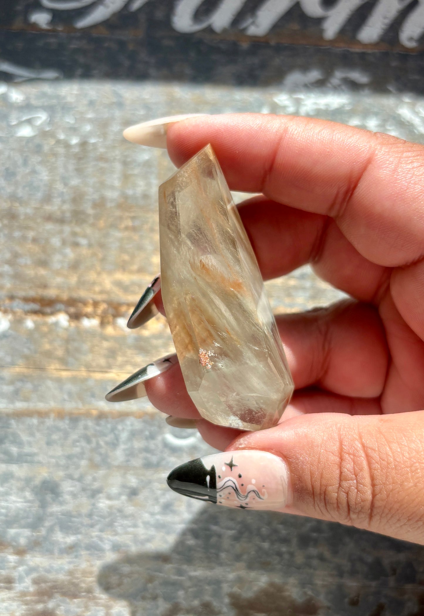 Gorgeous High Quality Amphibole Quartz Polished Freeform from Brazil