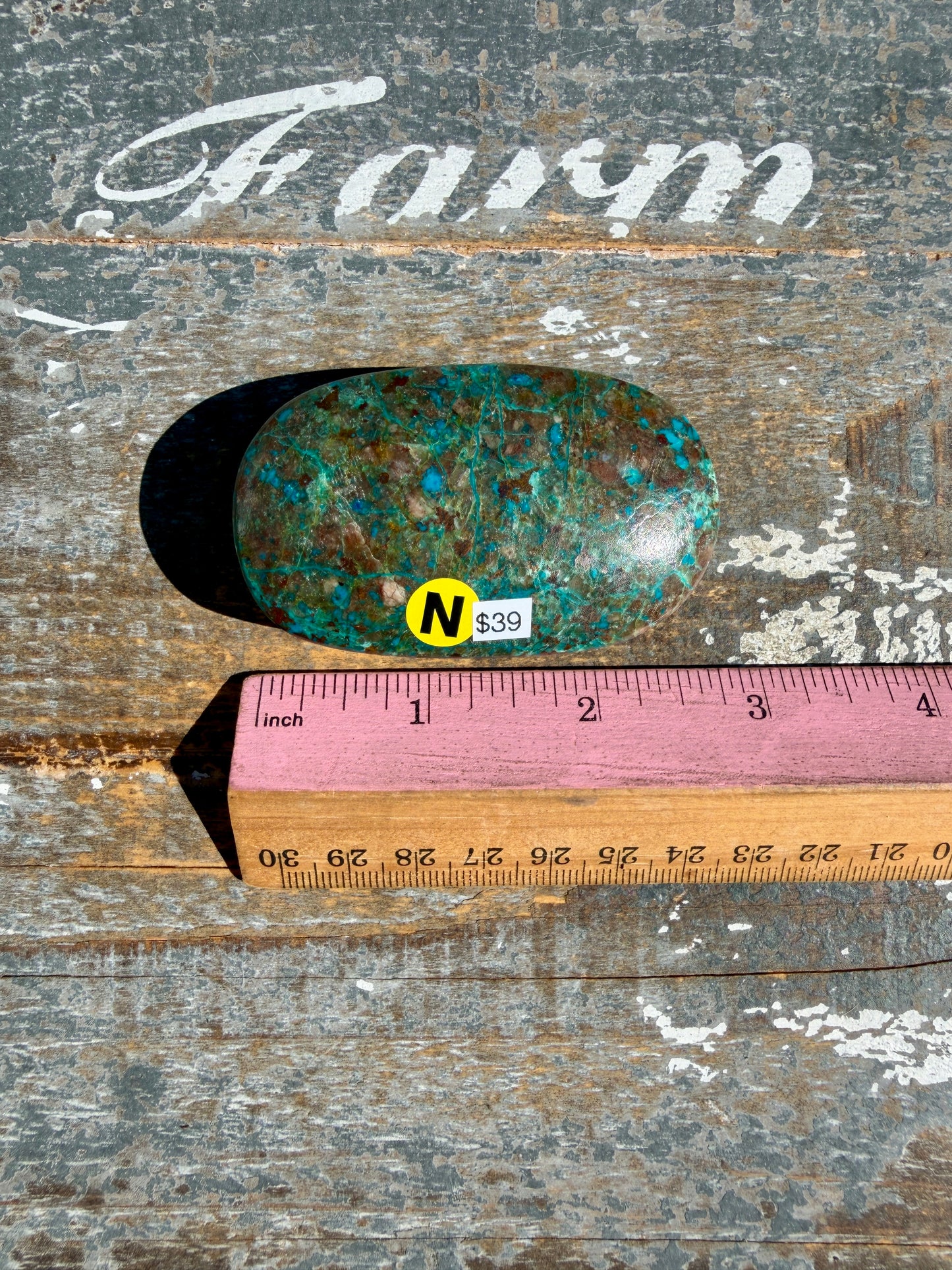 Gorgeous Chrysocolla/Azurite Palm Stone from Peru | Opt N
