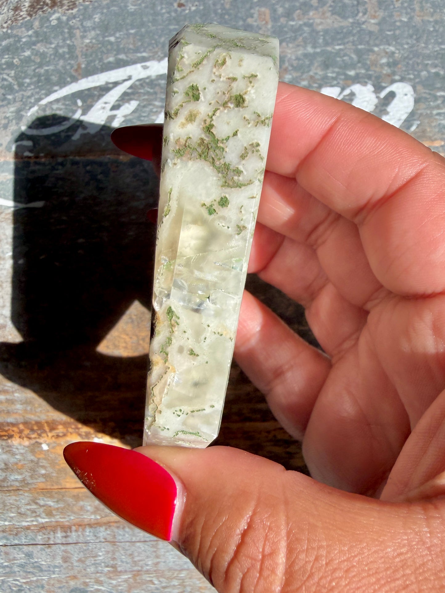 Gorgeous Optical Calcite + Moss Agate Combo Mineral Freeform From India | Opt 18