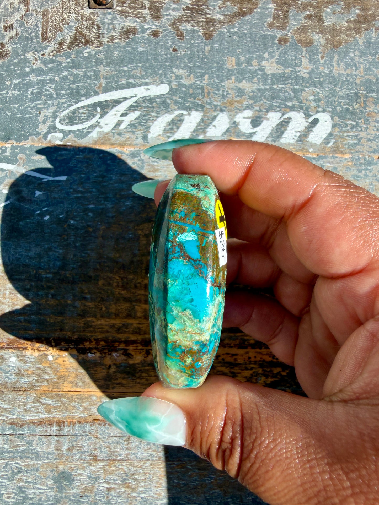 Gorgeous Chrysocolla/Azurite Palm Stone from Peru | Opt X