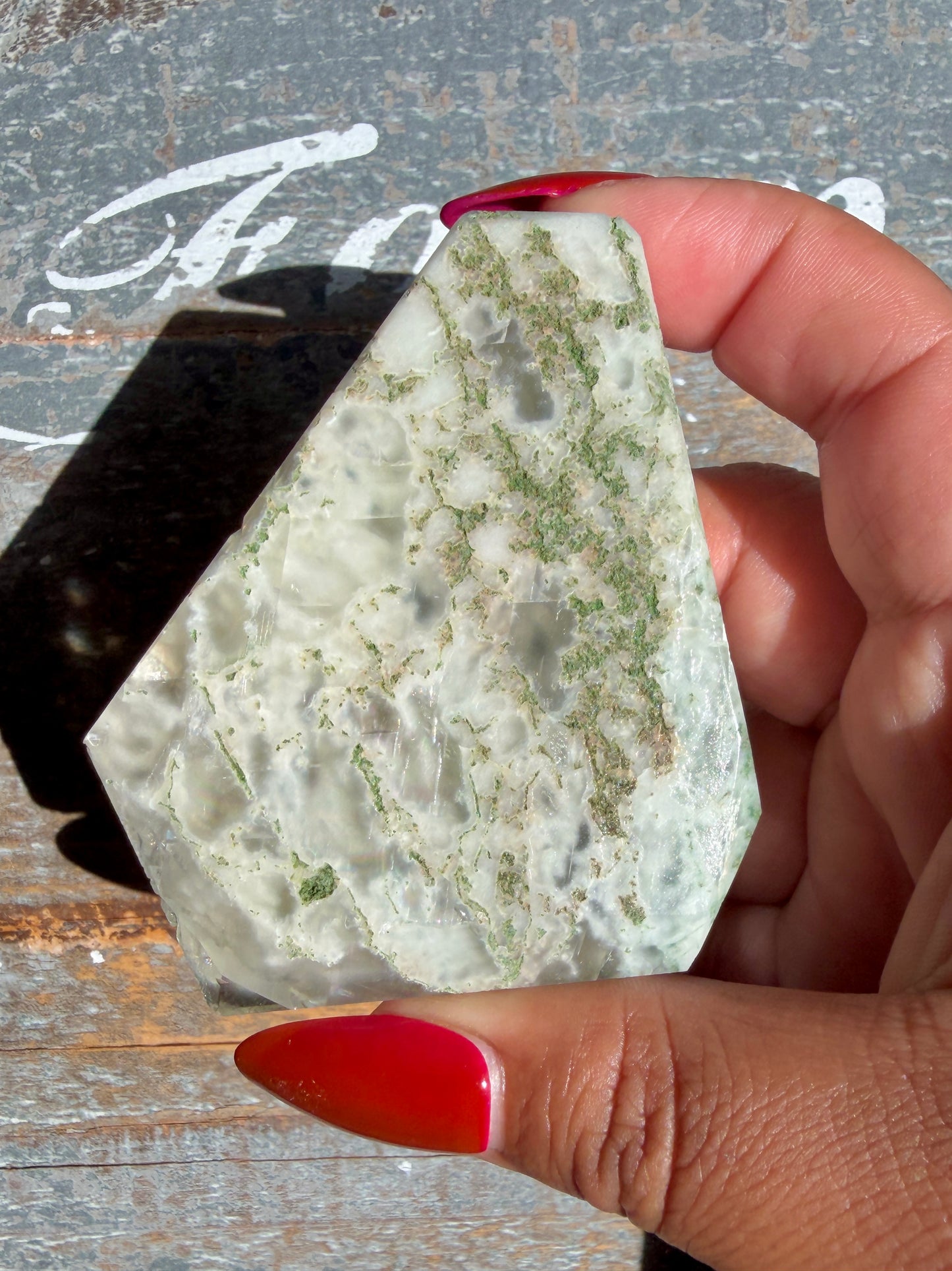 Gorgeous Optical Calcite + Moss Agate Combo Mineral Freeform From India | Opt 18