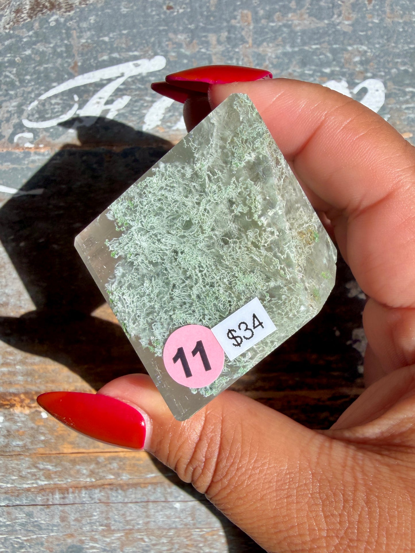 Gorgeous Optical Calcite + Moss Agate Combo Mineral Freeform From India | Opt 11