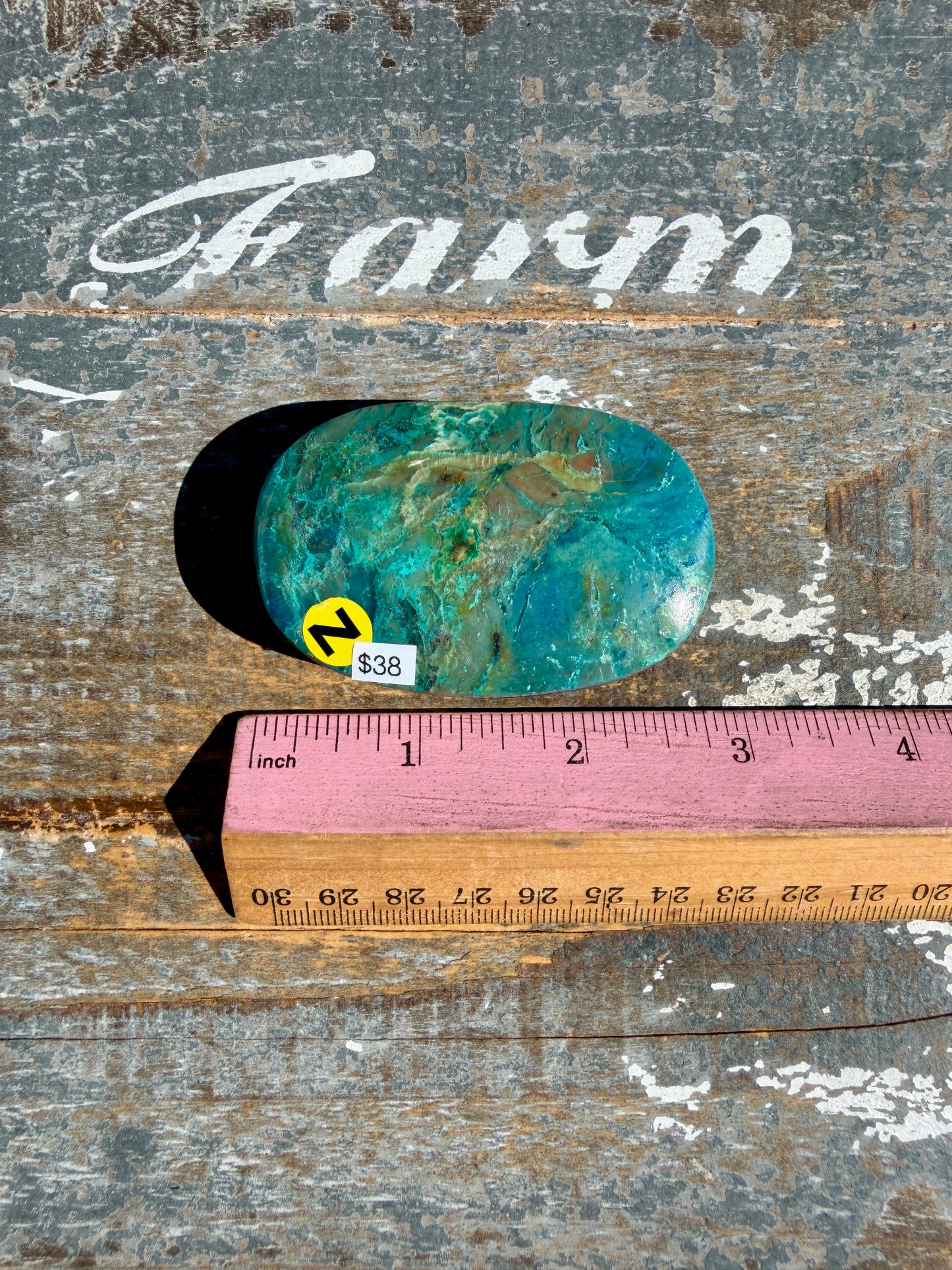 Gorgeous Chrysocolla/Azurite Palm Stone from Peru | Opt Z