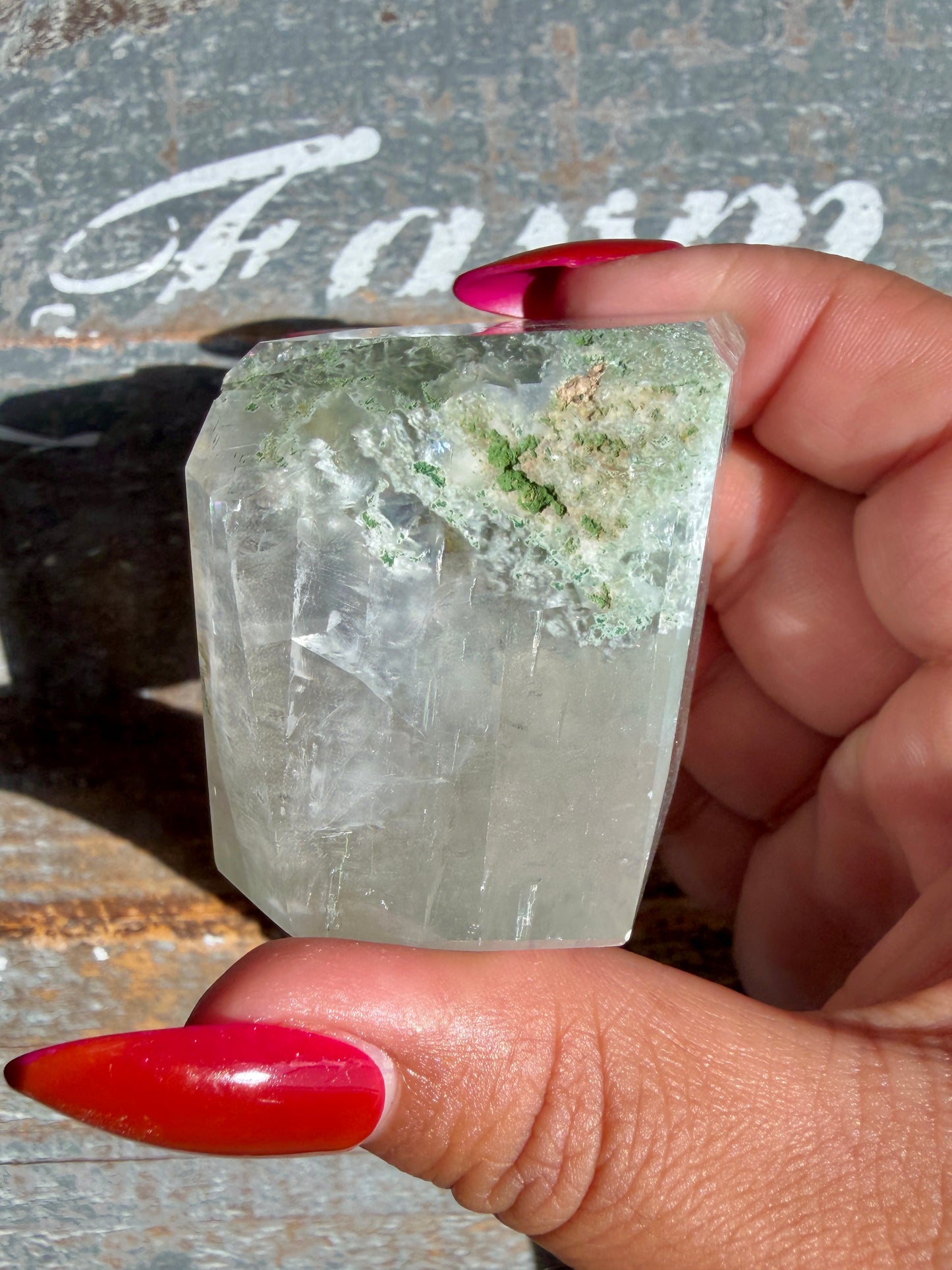 Gorgeous Optical Calcite + Moss Agate Combo Mineral Freeform From India | Opt 11