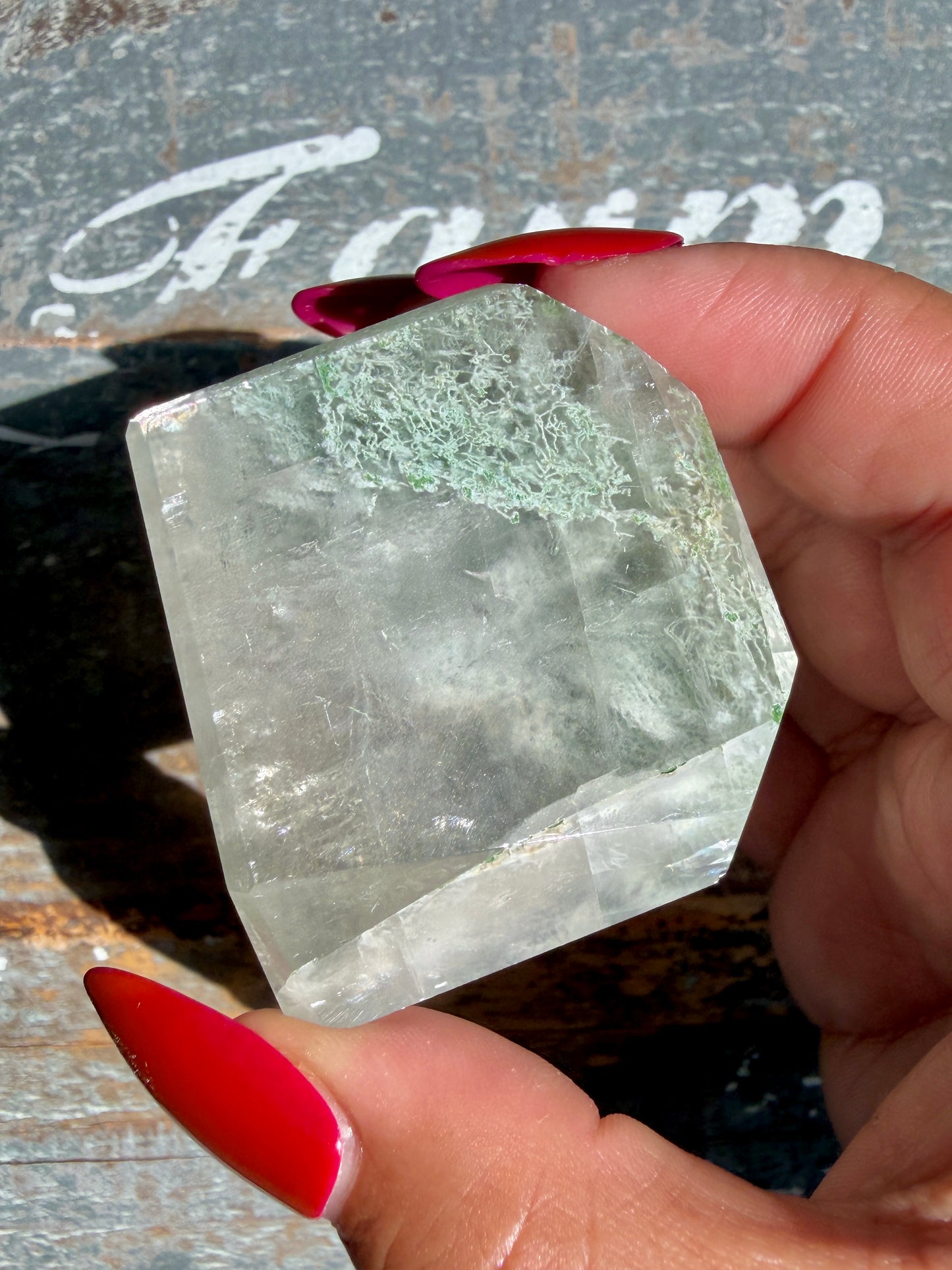 Gorgeous Optical Calcite + Moss Agate Combo Mineral Freeform From India | Opt 11