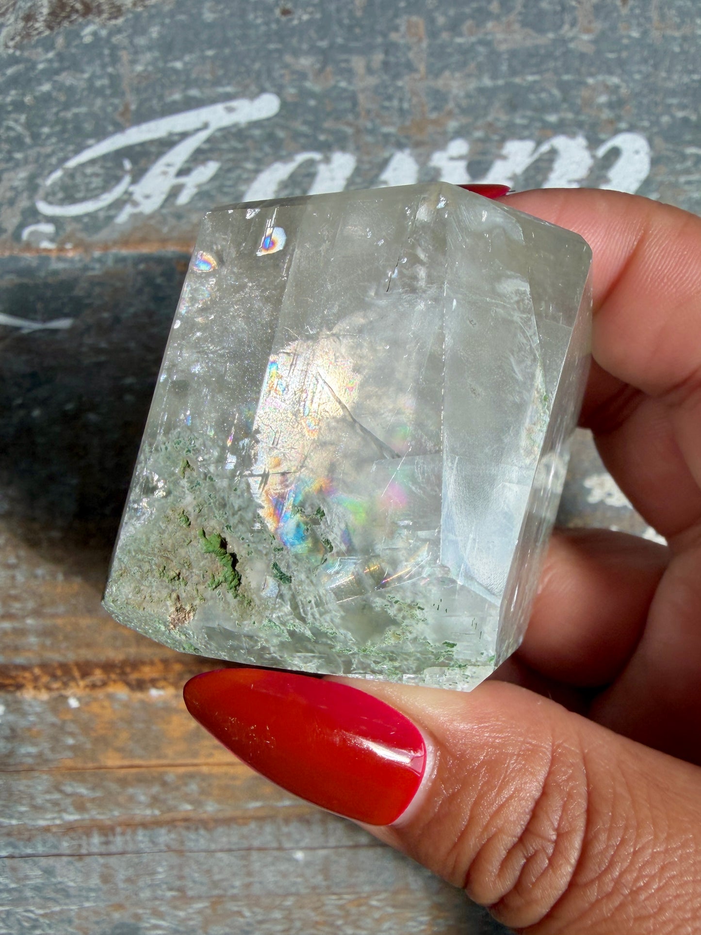 Gorgeous Optical Calcite + Moss Agate Combo Mineral Freeform From India | Opt 11