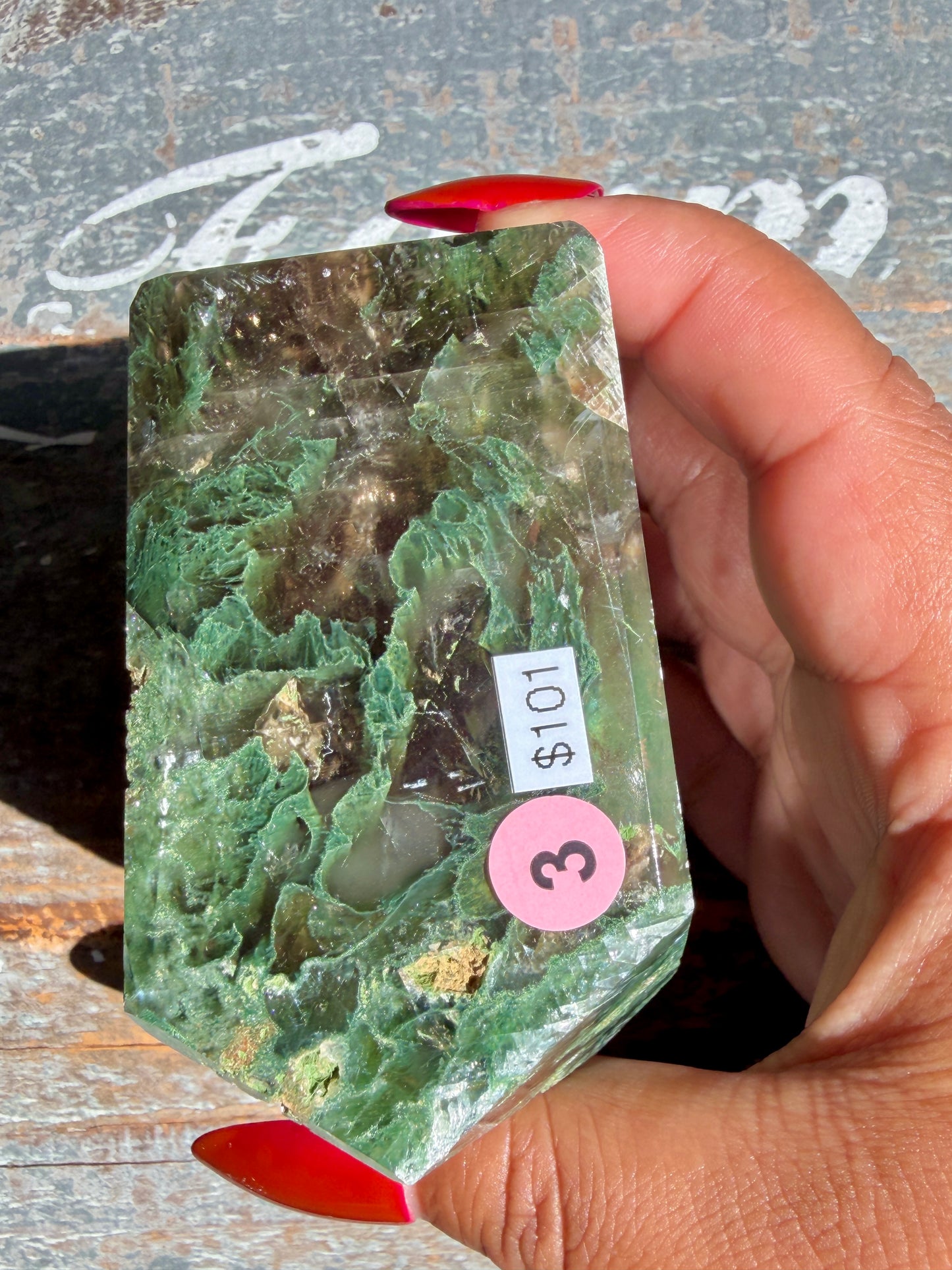 Gorgeous Optical Calcite + Moss Agate Combo Mineral Freeform From India | Opt 3