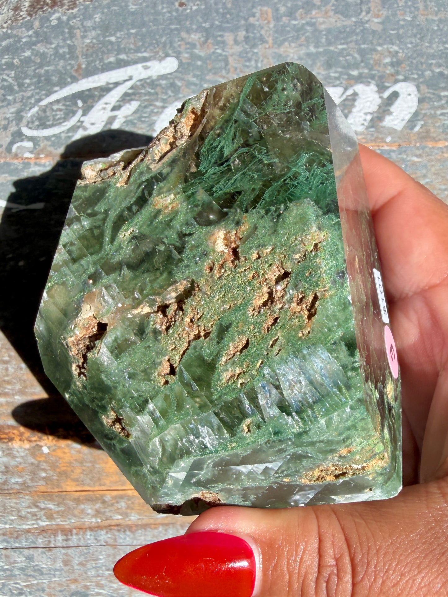 Gorgeous Optical Calcite + Moss Agate Combo Mineral Freeform From India | Opt 3