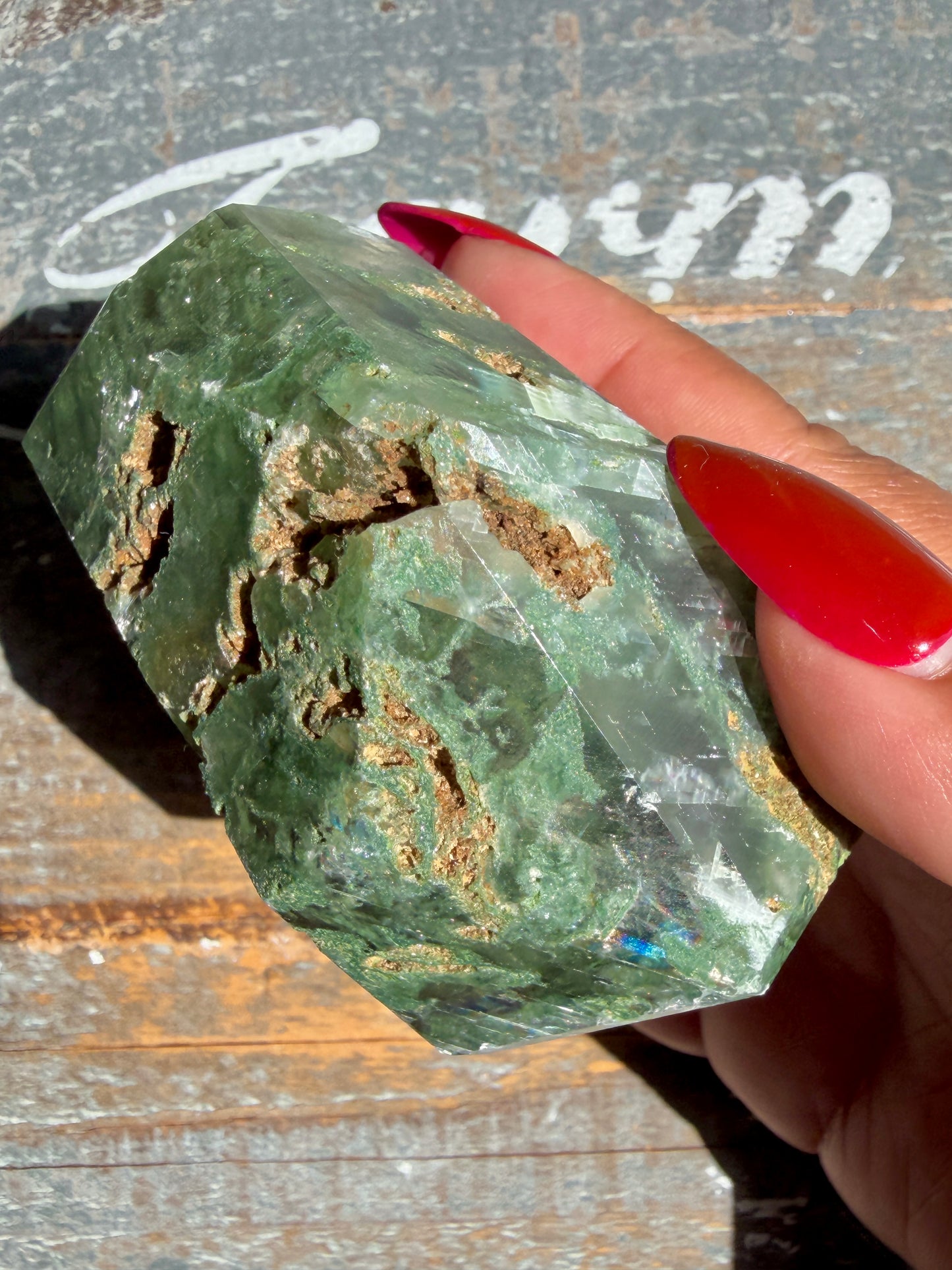 Gorgeous Optical Calcite + Moss Agate Combo Mineral Freeform From India | Opt 3