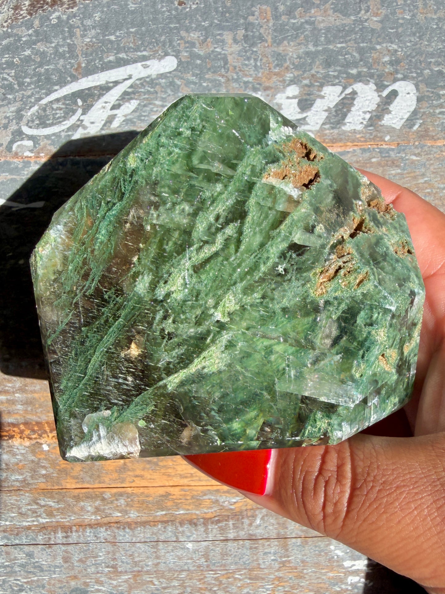 Gorgeous Optical Calcite + Moss Agate Combo Mineral Freeform From India | Opt 3