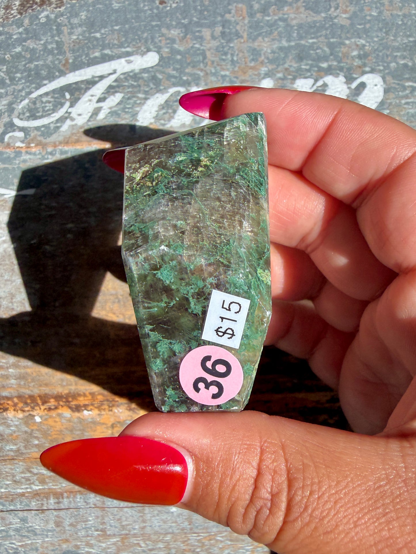 Gorgeous Optical Calcite + Moss Agate Combo Mineral Freeform From India | Opt 36