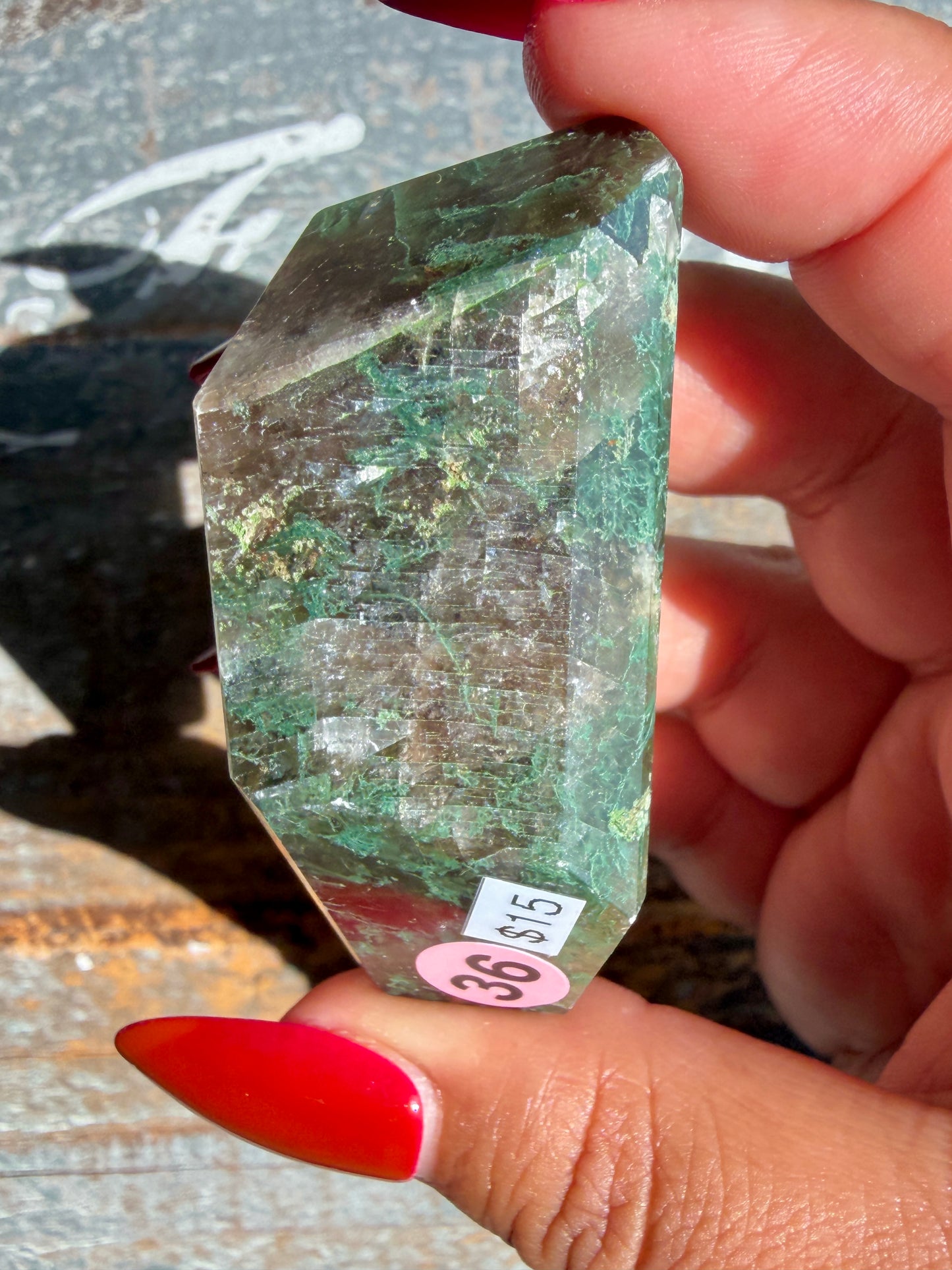 Gorgeous Optical Calcite + Moss Agate Combo Mineral Freeform From India | Opt 36