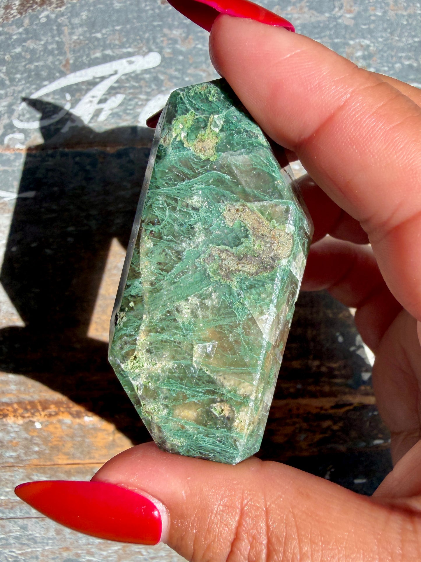 Gorgeous Optical Calcite + Moss Agate Combo Mineral Freeform From India | Opt 36