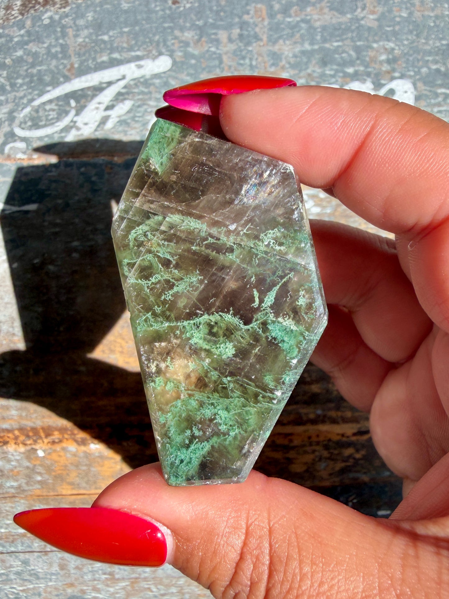 Gorgeous Optical Calcite + Moss Agate Combo Mineral Freeform From India | Opt 36