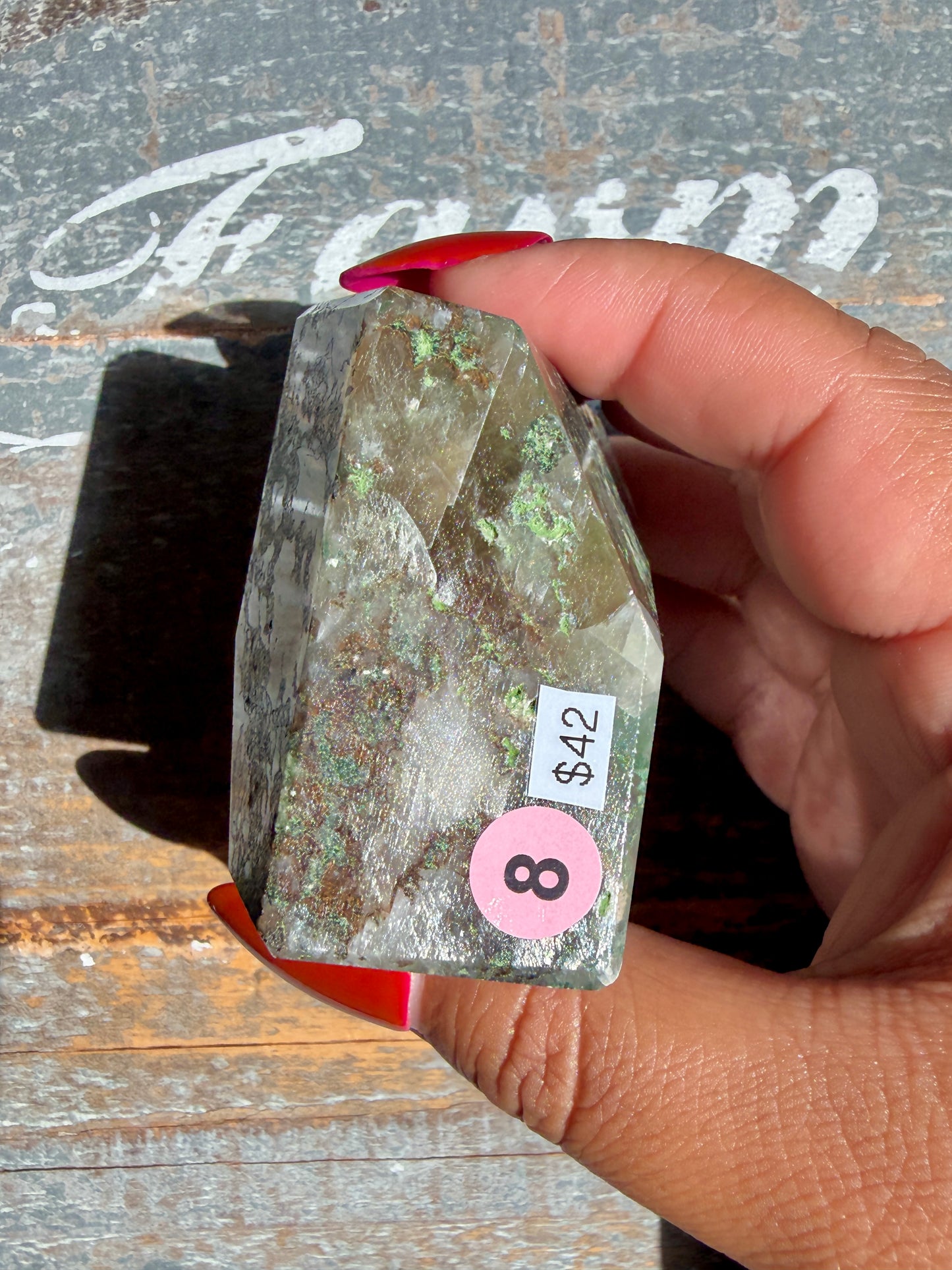 Gorgeous Optical Calcite + Moss Agate Combo Mineral Freeform From India | Opt 8