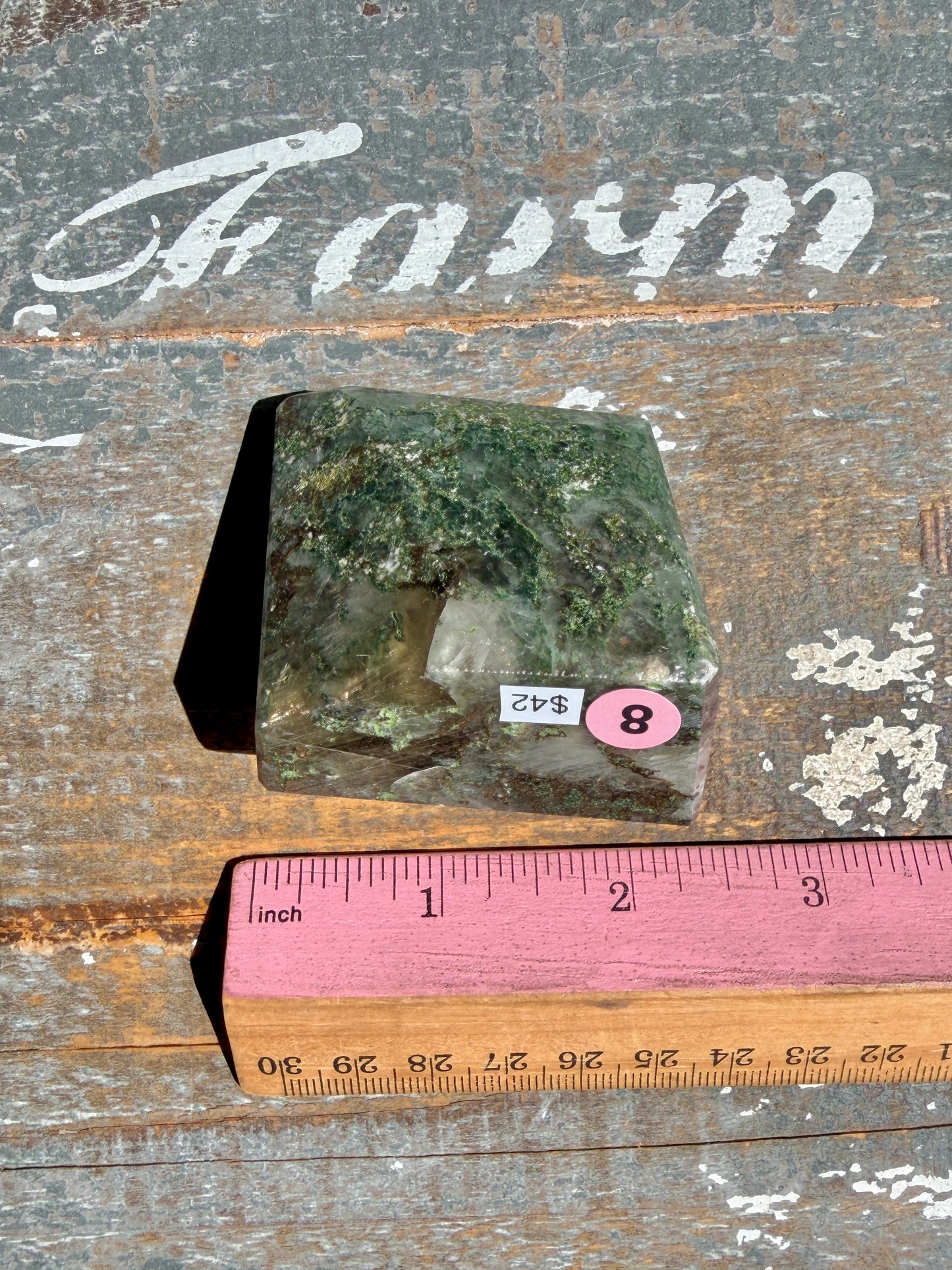 Gorgeous Optical Calcite + Moss Agate Combo Mineral Freeform From India | Opt 8