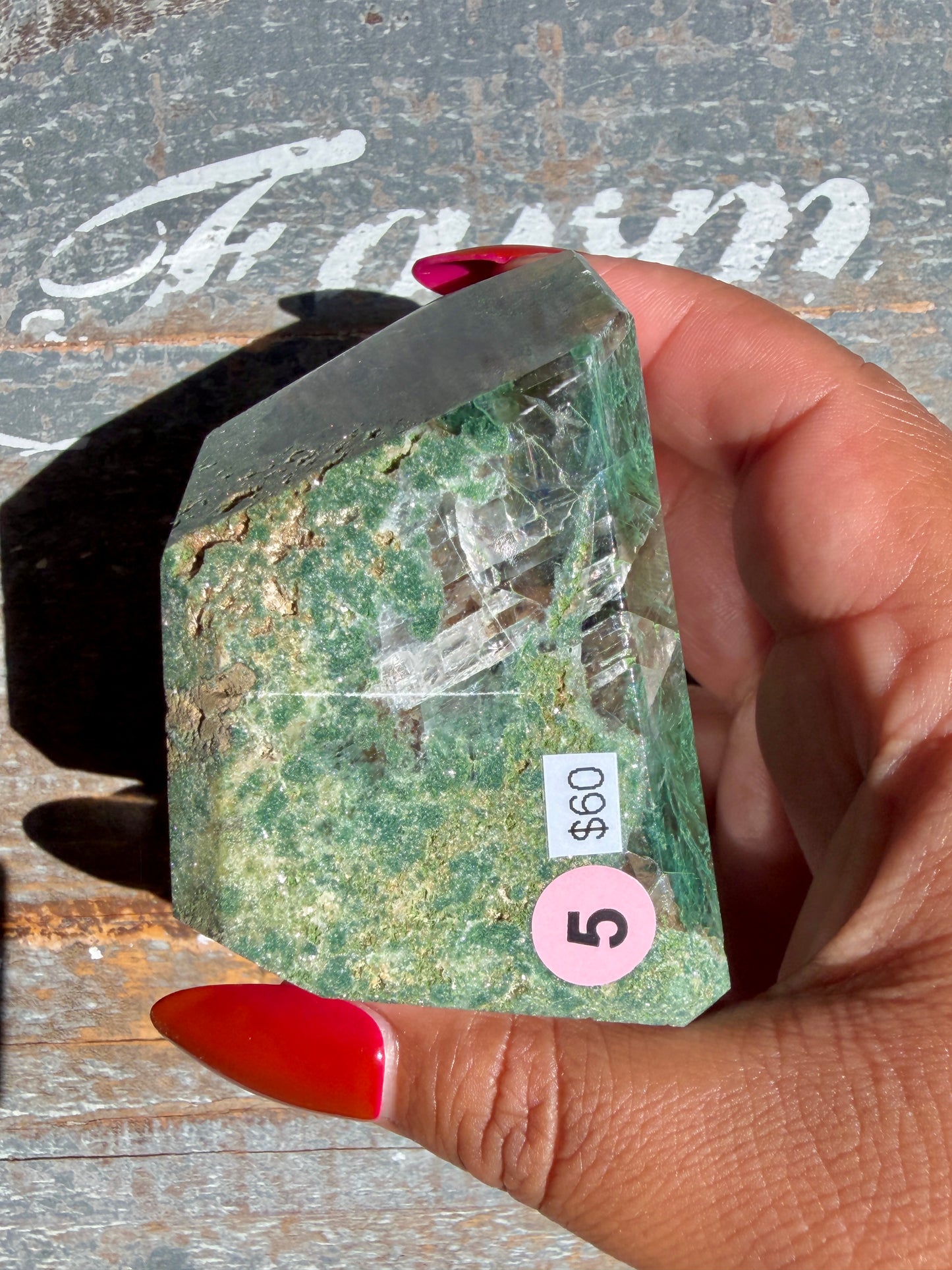 Gorgeous Optical Calcite + Moss Agate Combo Mineral Freeform From India | Opt 5