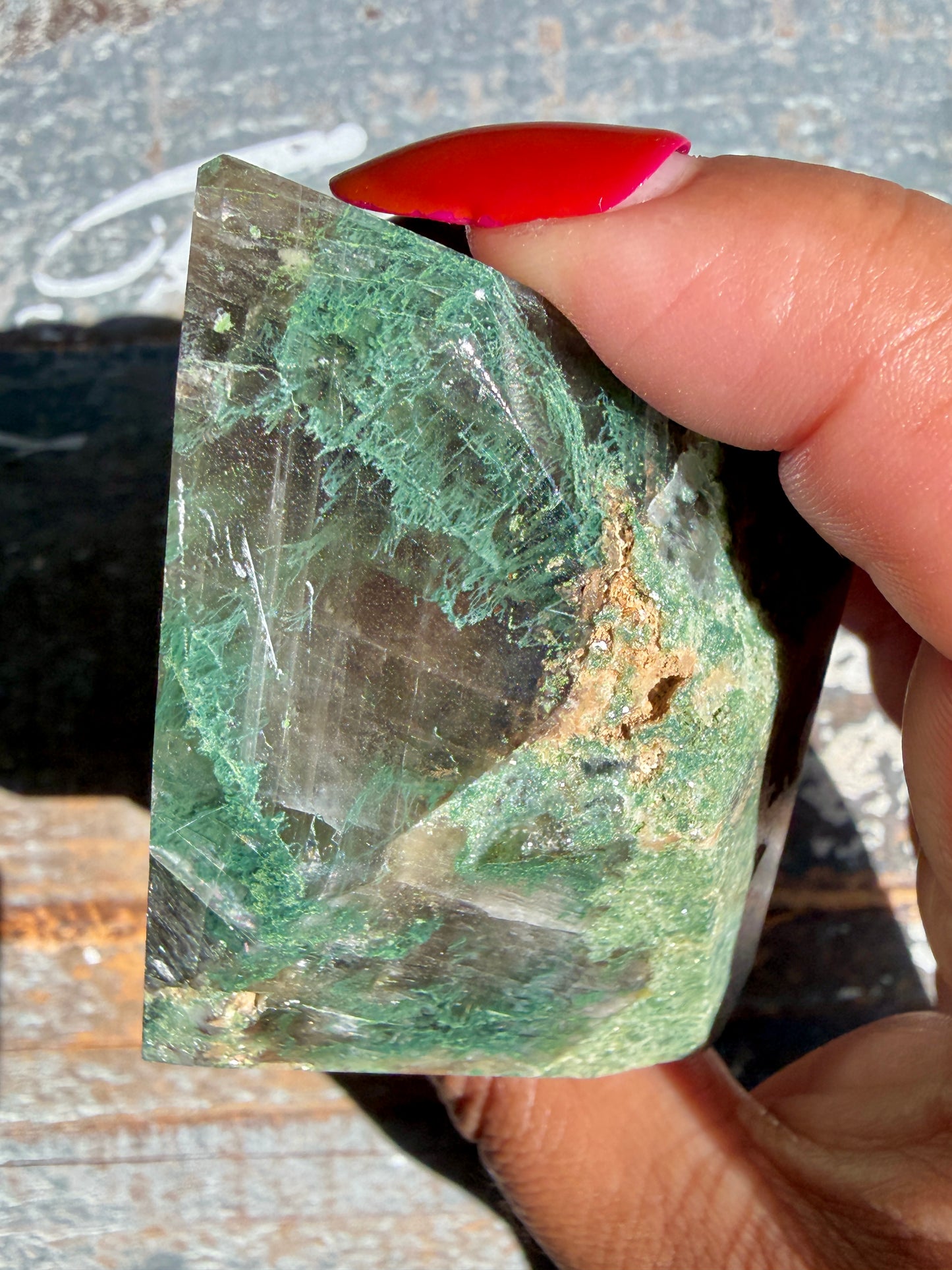 Gorgeous Optical Calcite + Moss Agate Combo Mineral Freeform From India | Opt 5