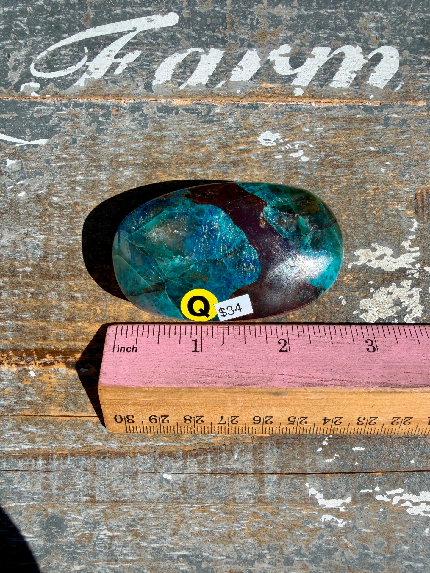 Gorgeous Chrysocolla/Azurite Palm Stone from Peru | Opt Q