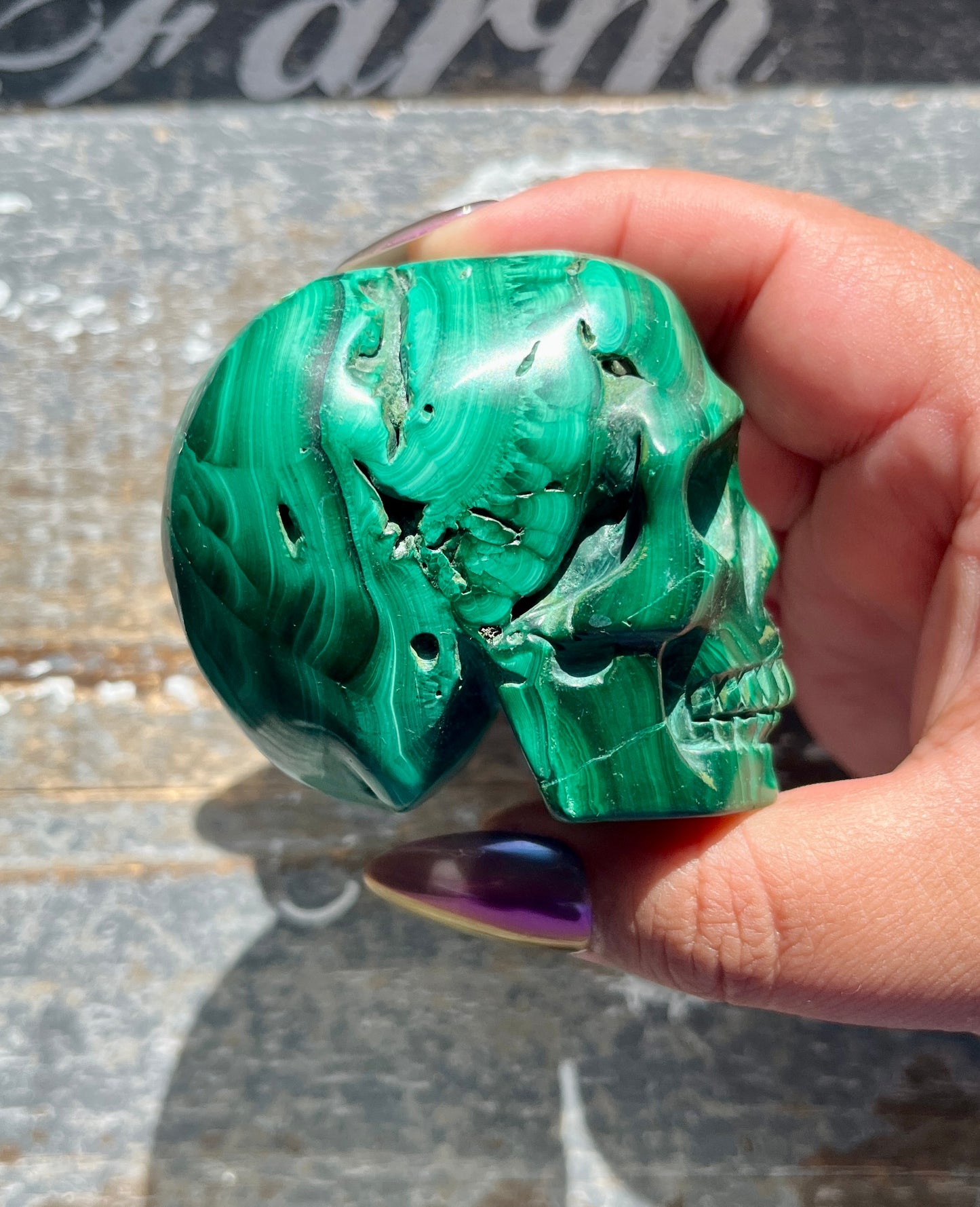 Gorgeous Hand Carved Medium Malachite Skull