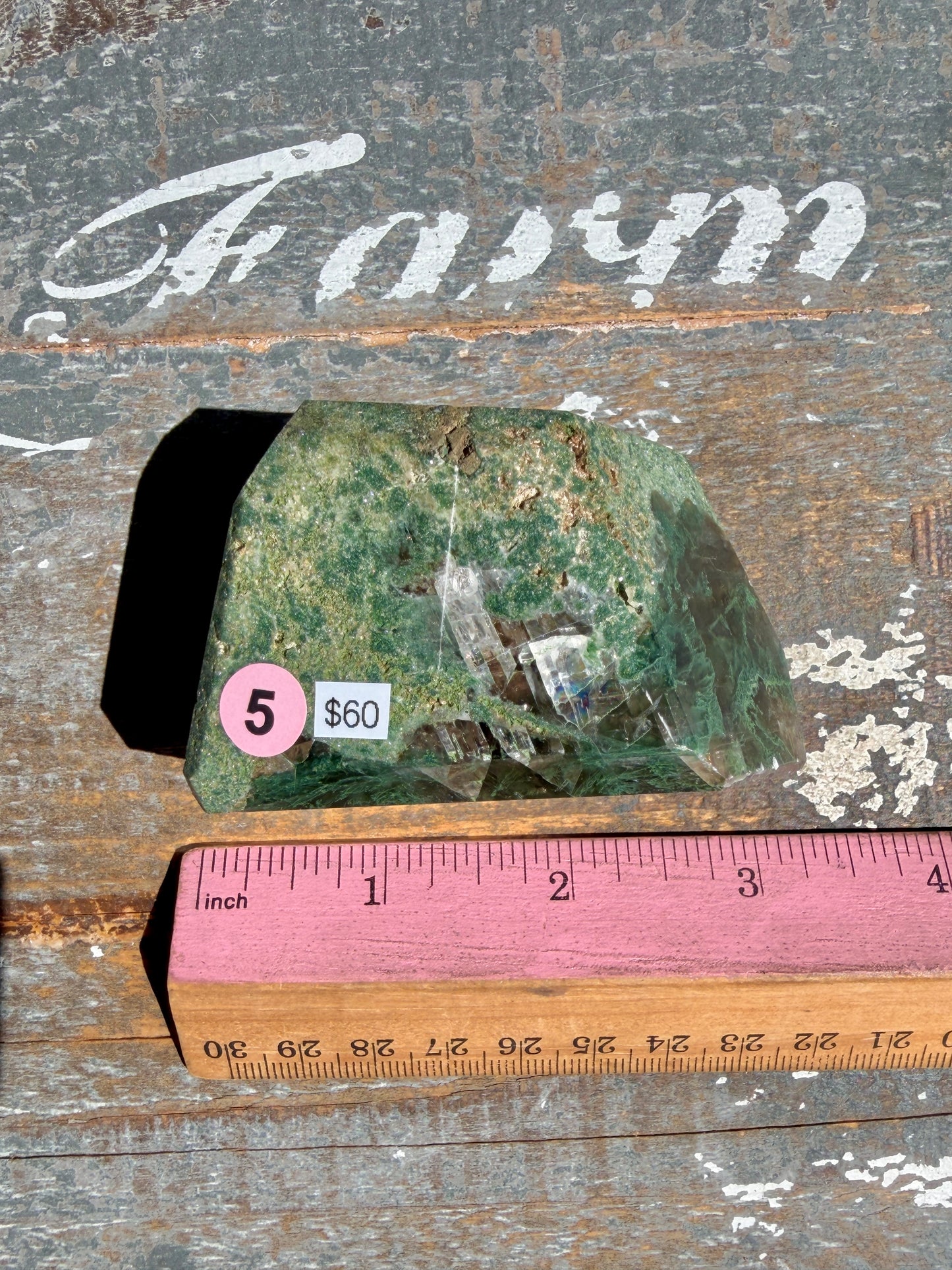 Gorgeous Optical Calcite + Moss Agate Combo Mineral Freeform From India | Opt 5