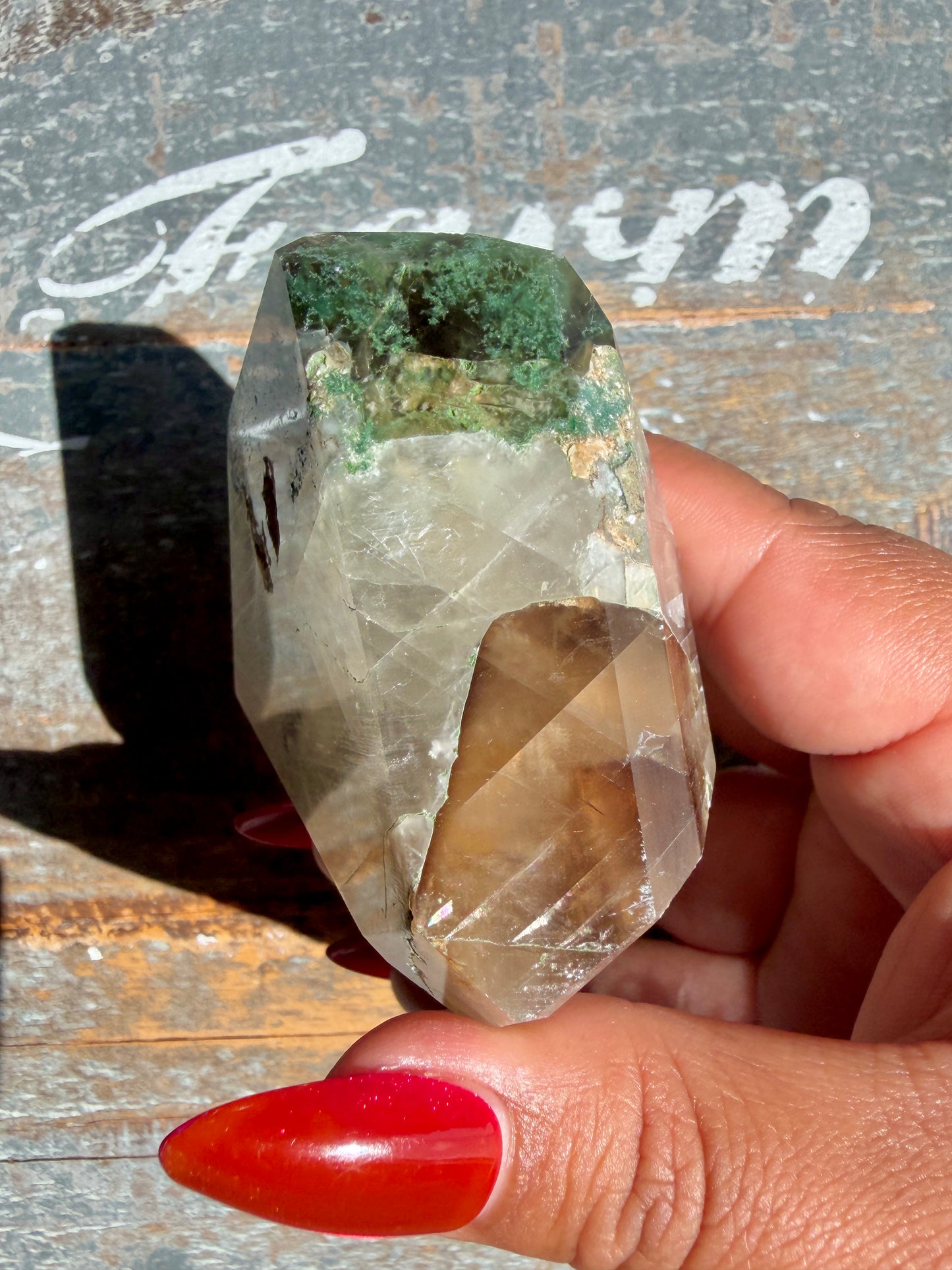 Gorgeous Optical Calcite + Moss Agate Combo Mineral Freeform From India | Opt 9