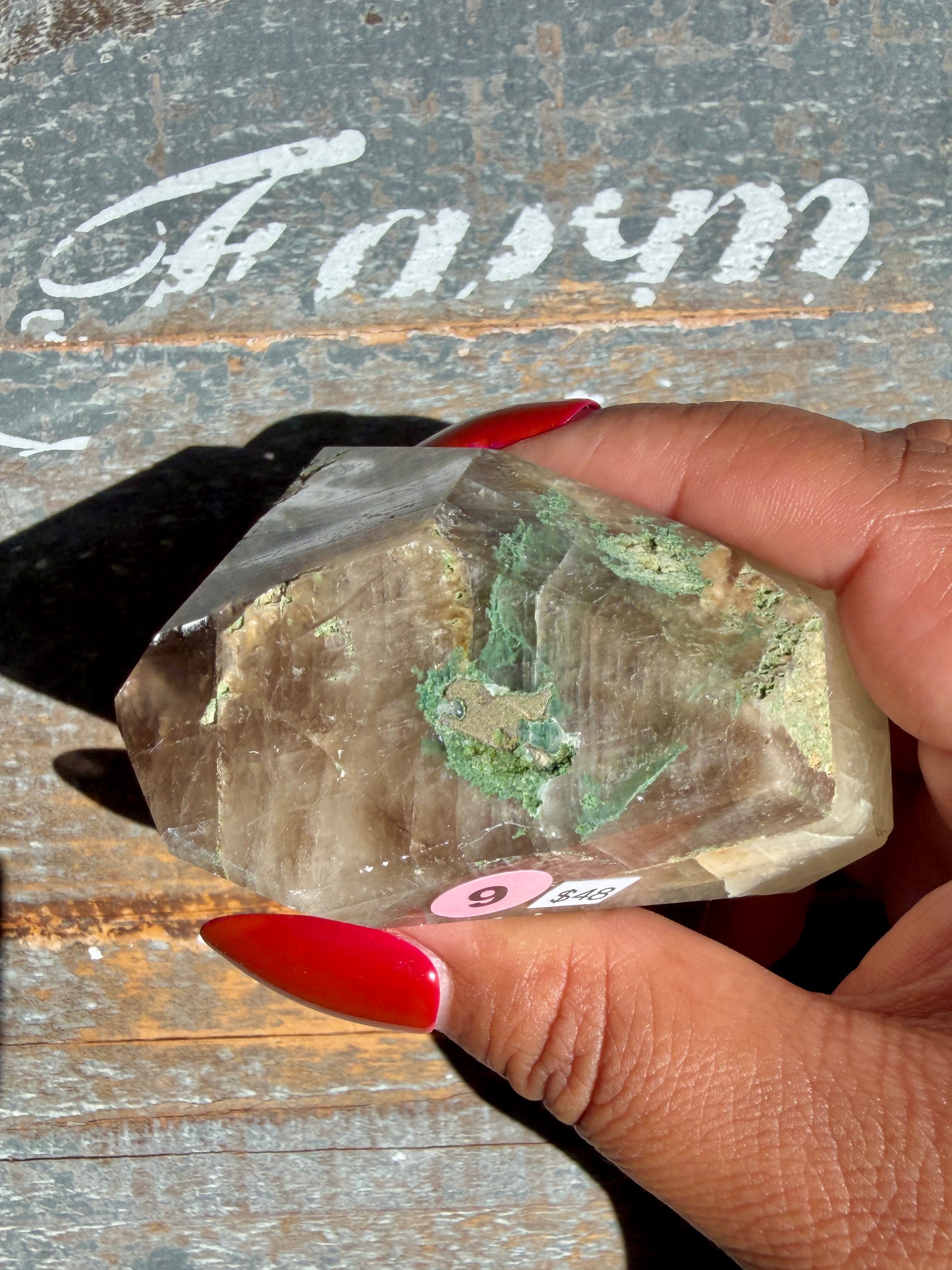 Gorgeous Optical Calcite + Moss Agate Combo Mineral Freeform From India | Opt 9