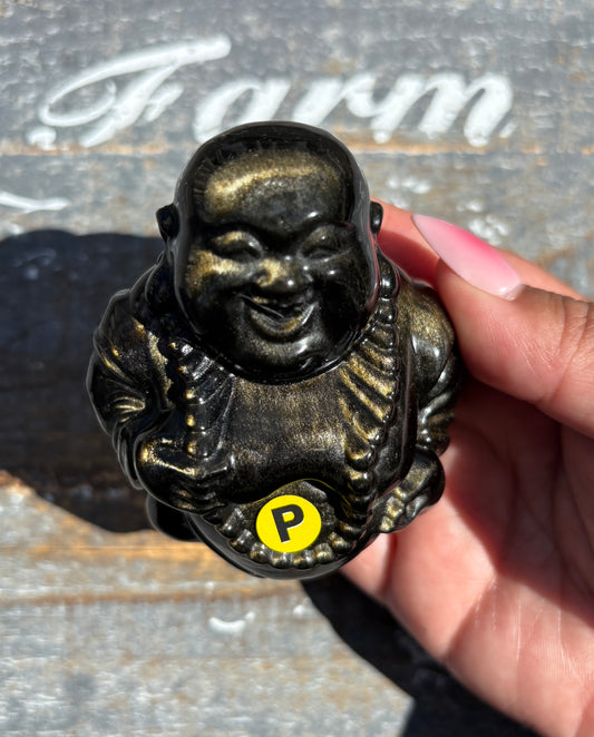 Stunning Gold Sheen Obsidian Buddha | Opt P