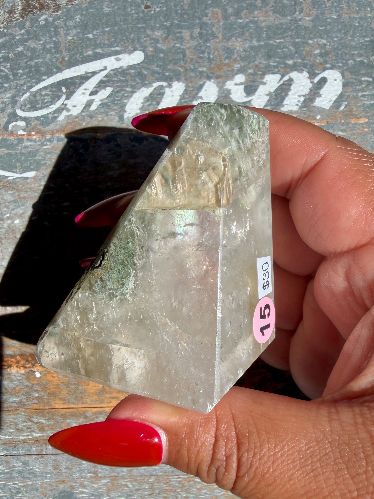 Gorgeous Optical Calcite + Moss Agate Combo Mineral Freeform From India | Opt 15