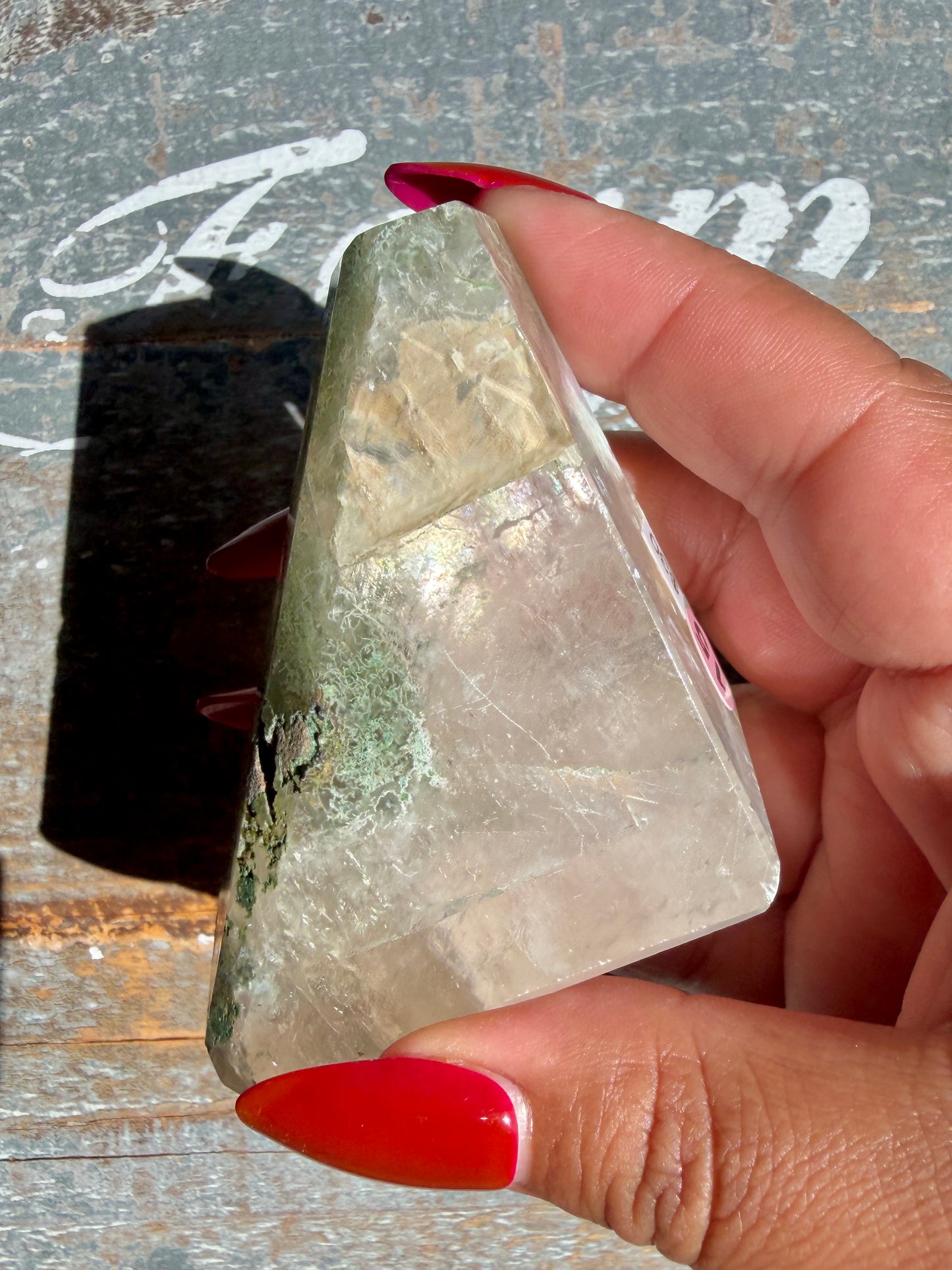 Gorgeous Optical Calcite + Moss Agate Combo Mineral Freeform From India | Opt 15