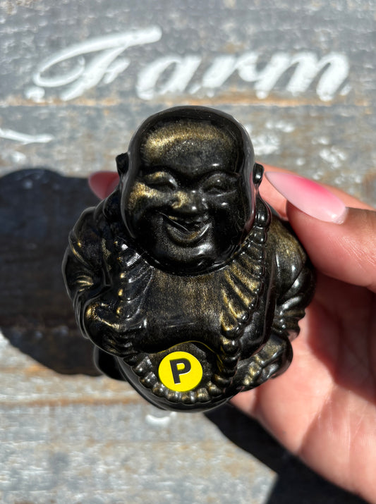Stunning Gold Sheen Obsidian Buddha | Opt P