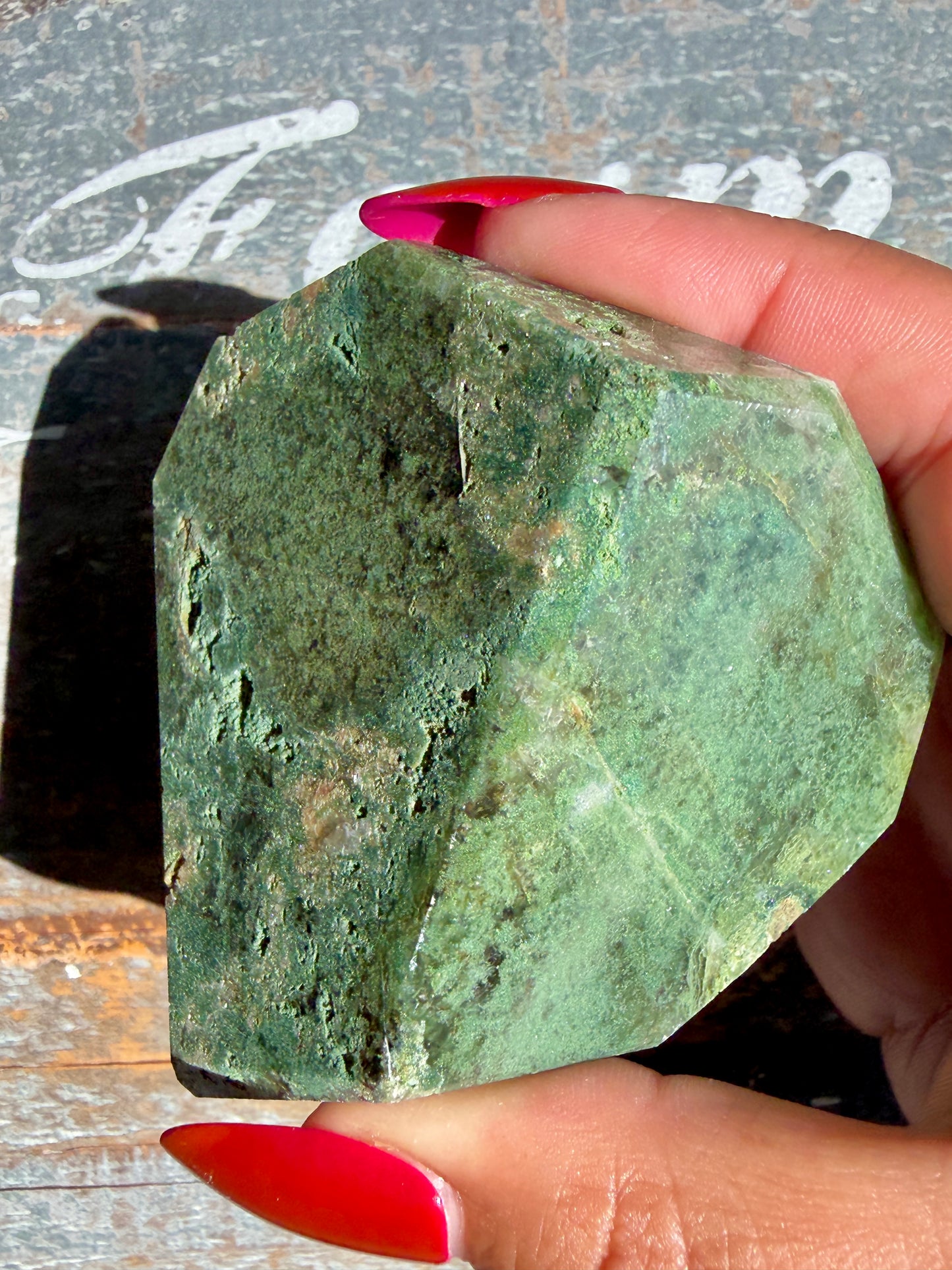 Gorgeous Optical Calcite + Moss Agate Combo Mineral Freeform From India | Opt 6