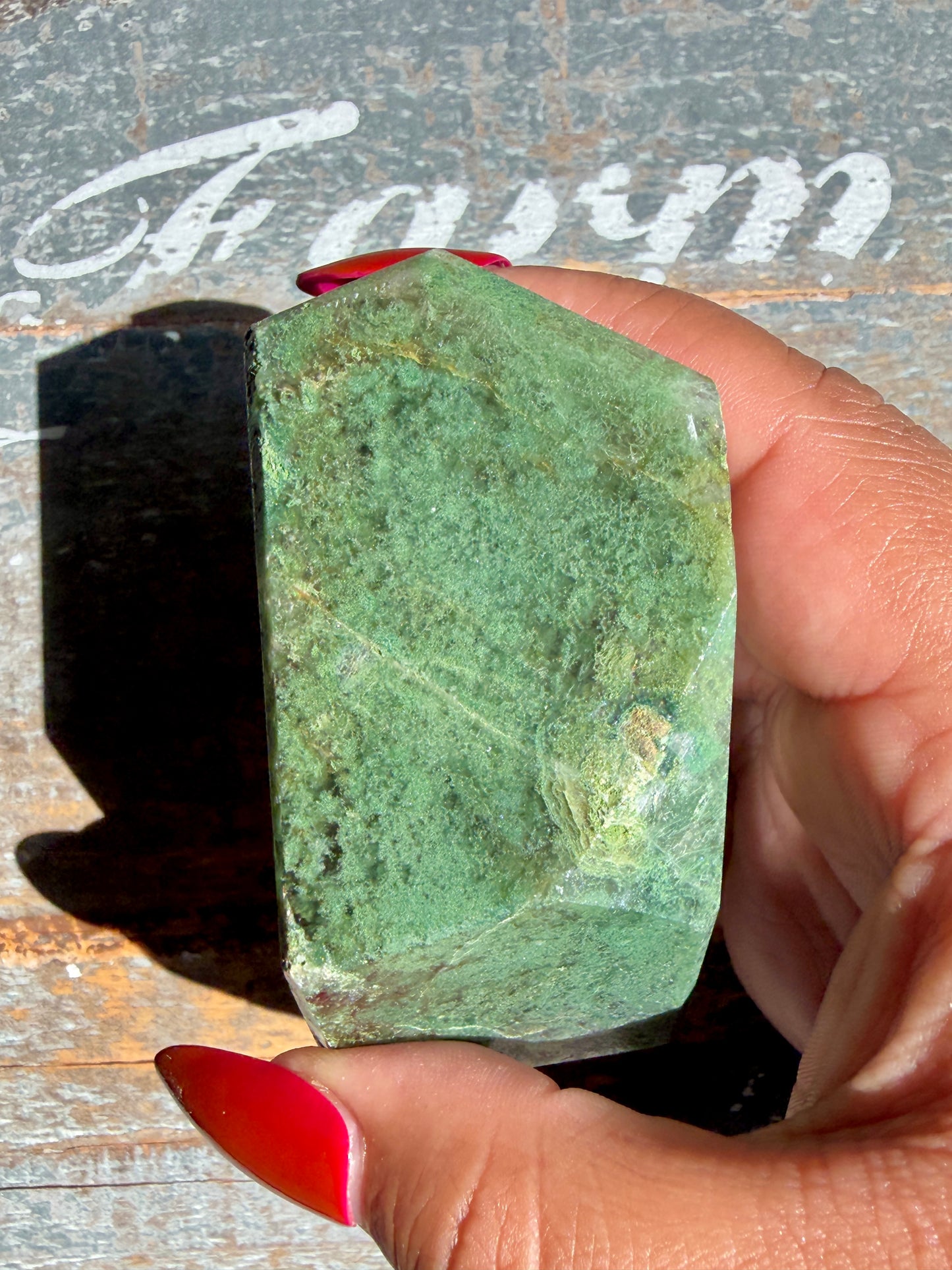 Gorgeous Optical Calcite + Moss Agate Combo Mineral Freeform From India | Opt 6