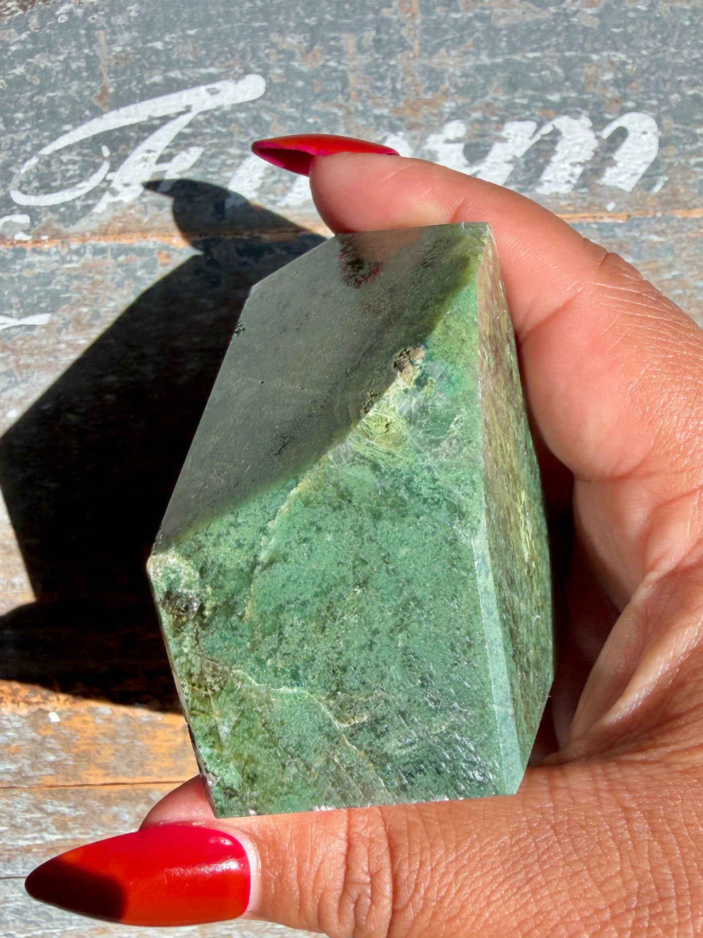 Gorgeous Optical Calcite + Moss Agate Combo Mineral Freeform From India | Opt 6