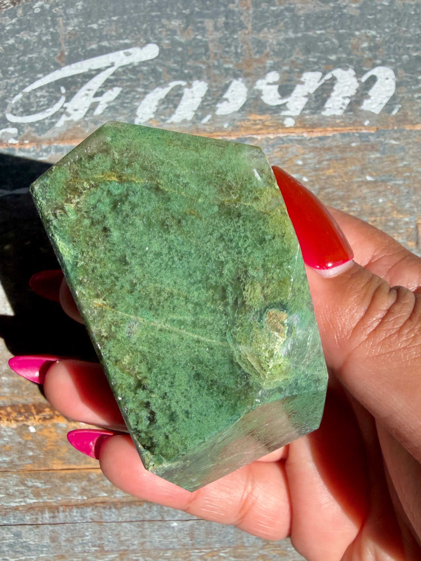 Gorgeous Optical Calcite + Moss Agate Combo Mineral Freeform From India | Opt 6