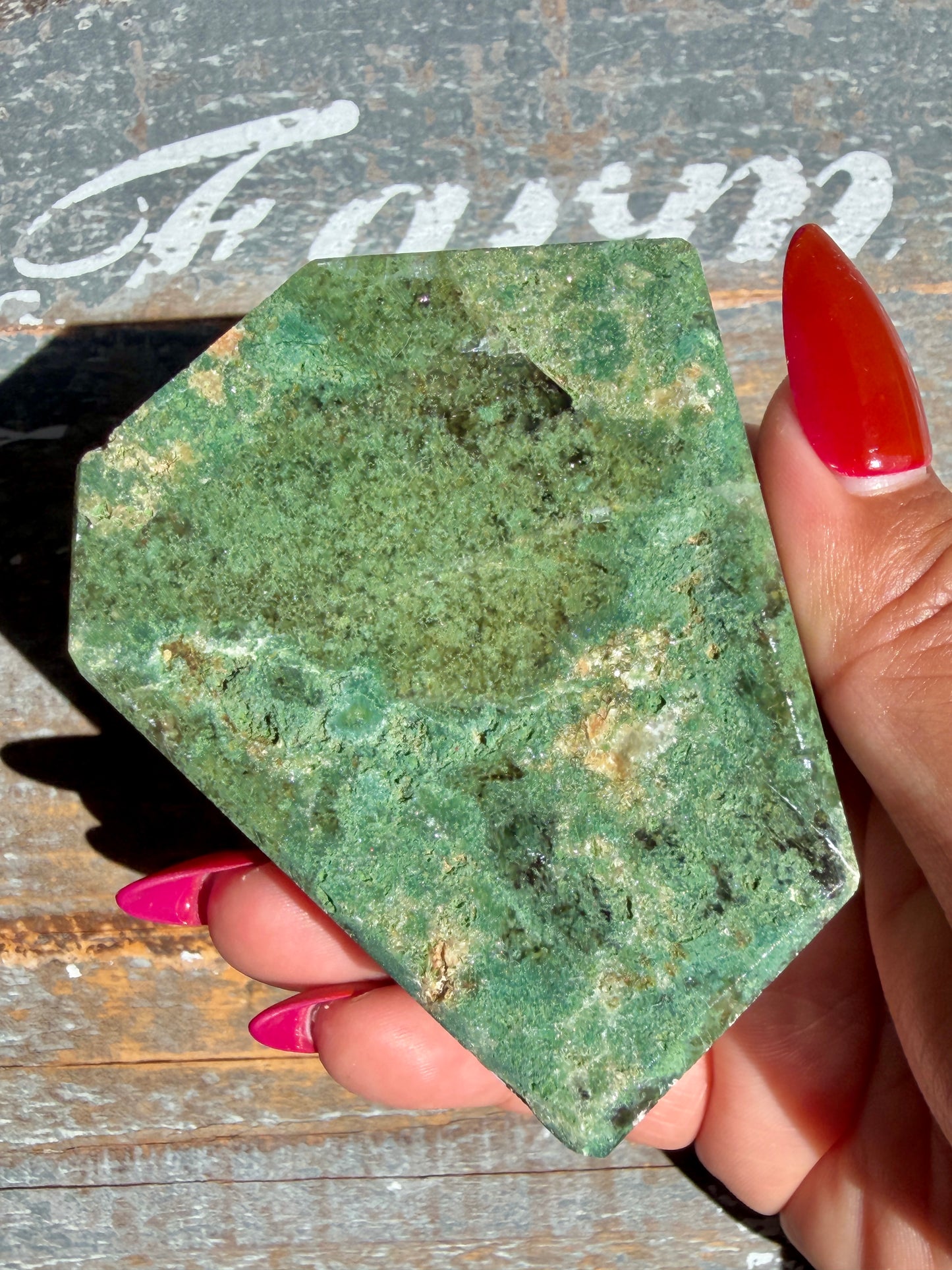 Gorgeous Optical Calcite + Moss Agate Combo Mineral Freeform From India | Opt 6