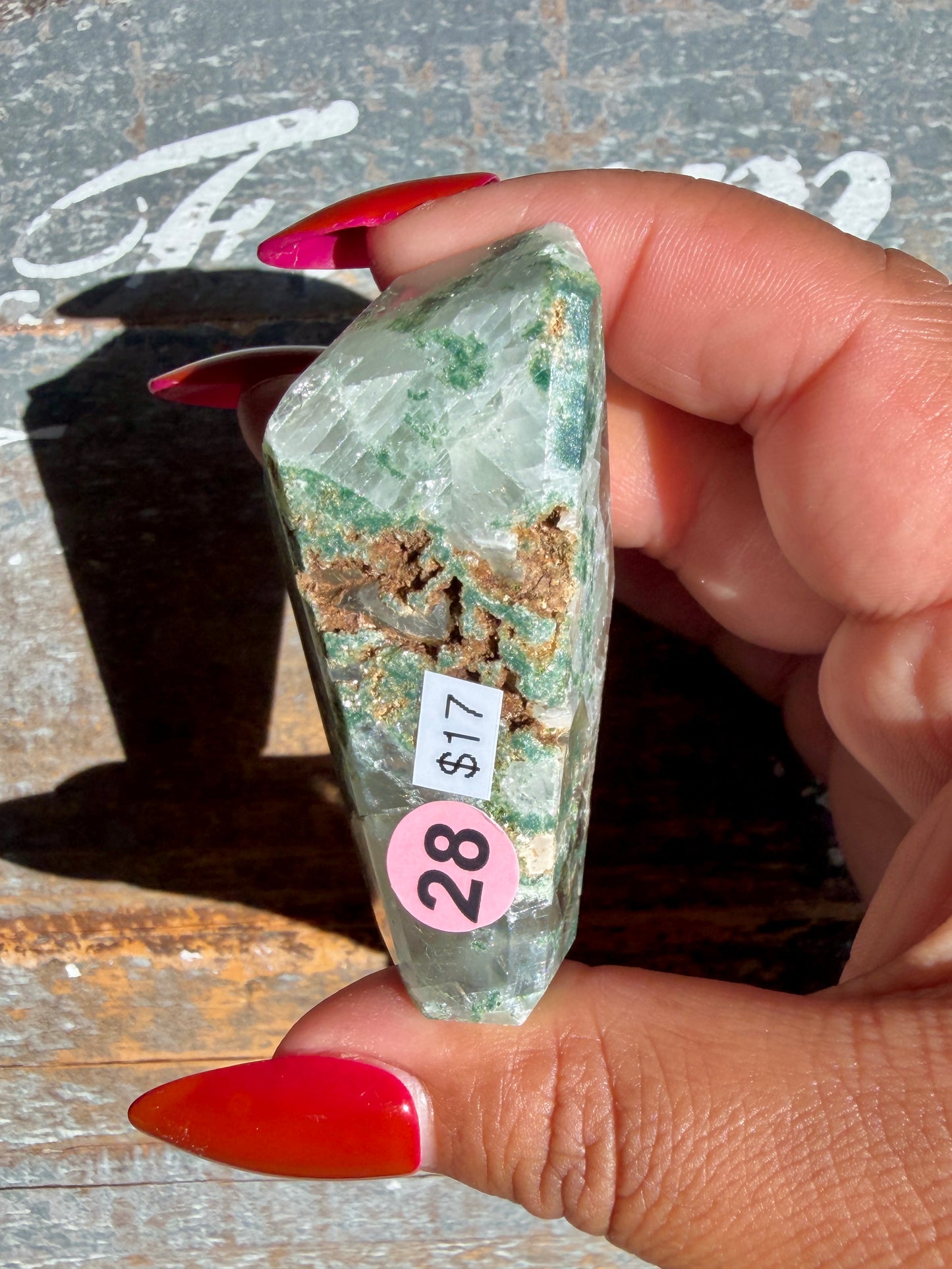 Gorgeous Optical Calcite + Moss Agate Combo Mineral Freeform From India | Opt 28