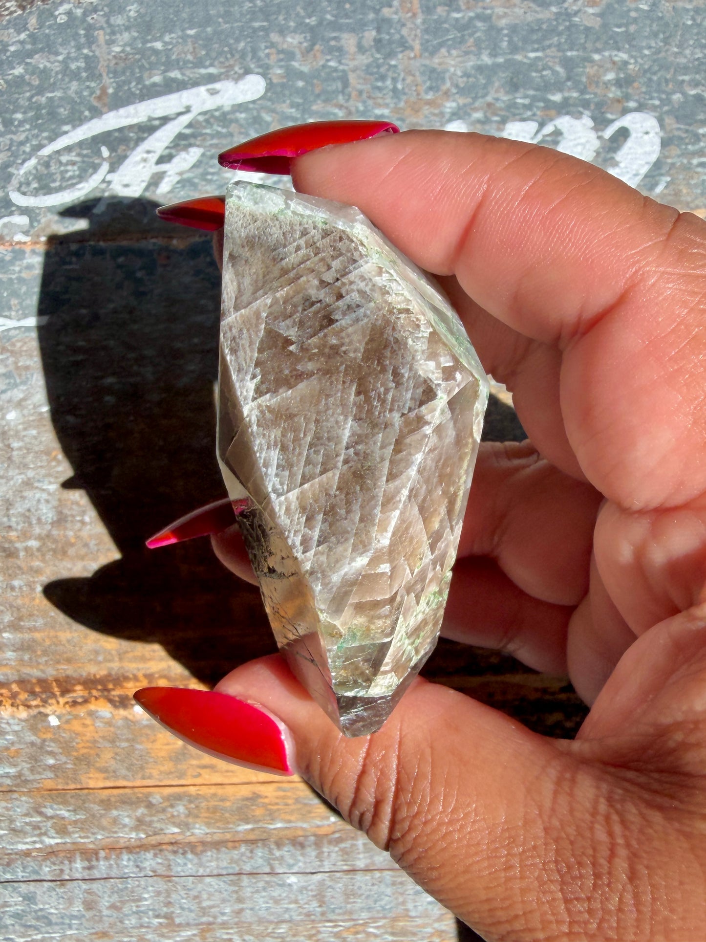 Gorgeous Optical Calcite + Moss Agate Combo Mineral Freeform From India | Opt 28