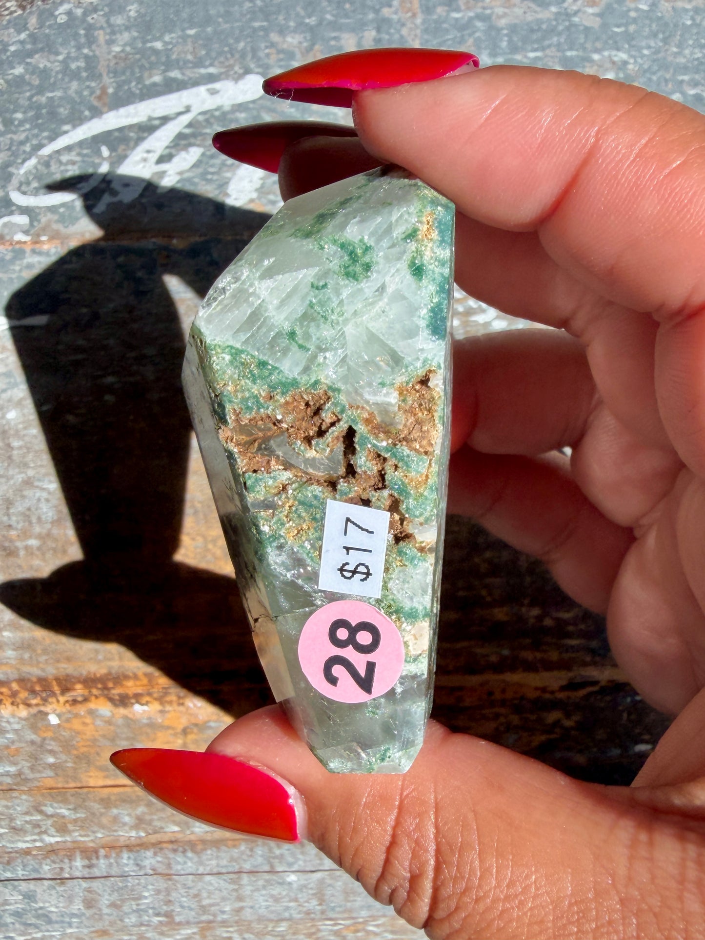 Gorgeous Optical Calcite + Moss Agate Combo Mineral Freeform From India | Opt 28