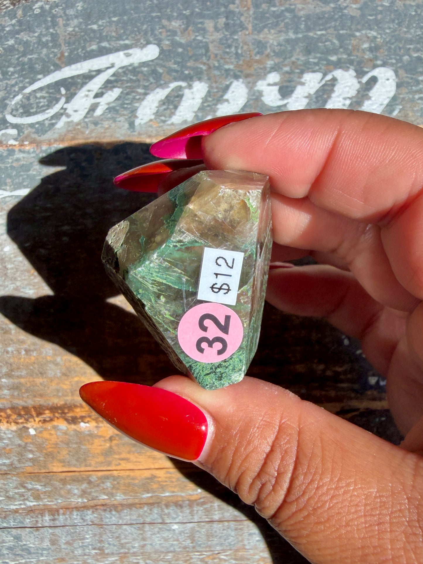 Gorgeous Optical Calcite + Moss Agate Combo Mineral Freeform From India | Opt 32