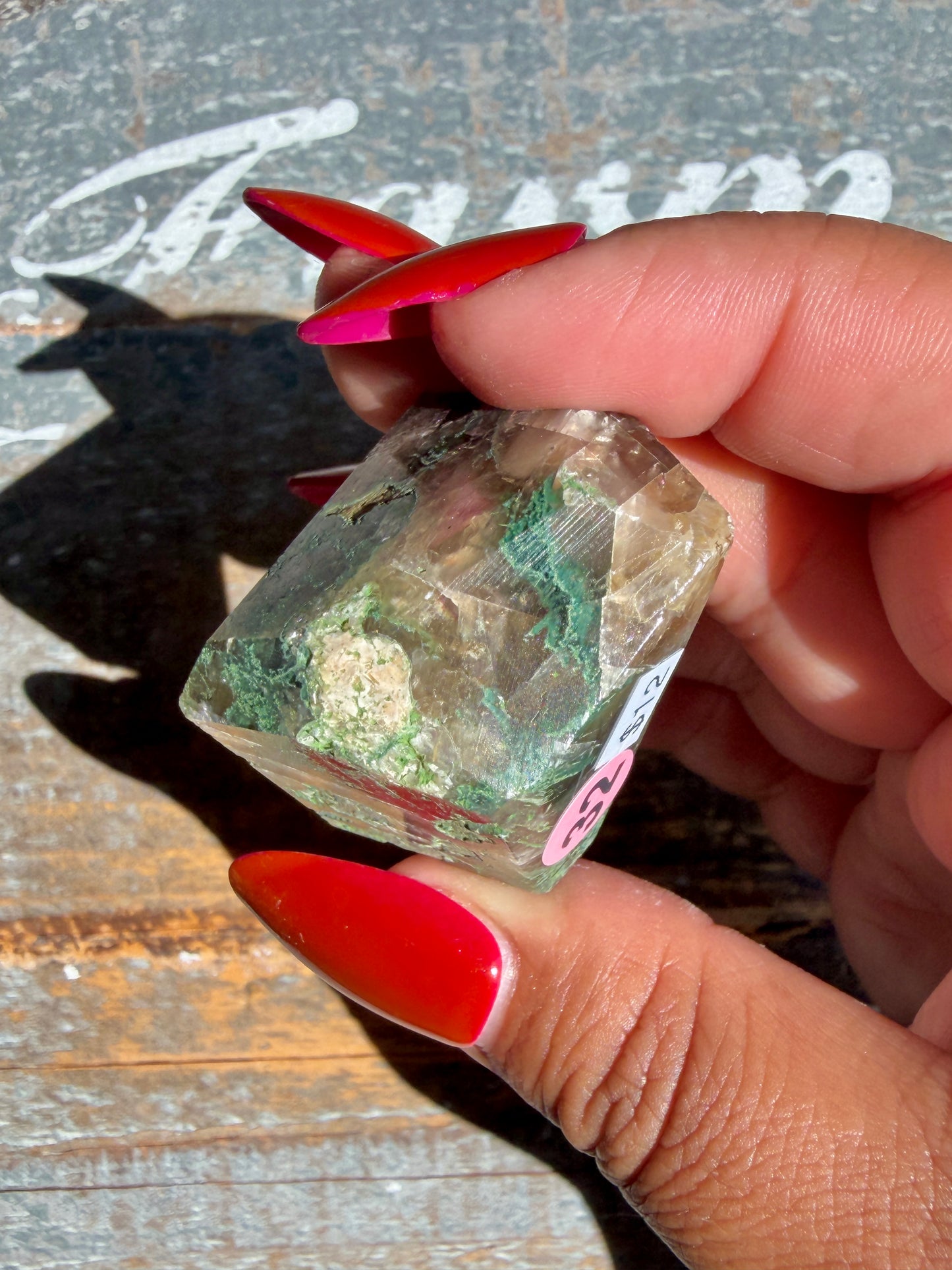 Gorgeous Optical Calcite + Moss Agate Combo Mineral Freeform From India | Opt 32