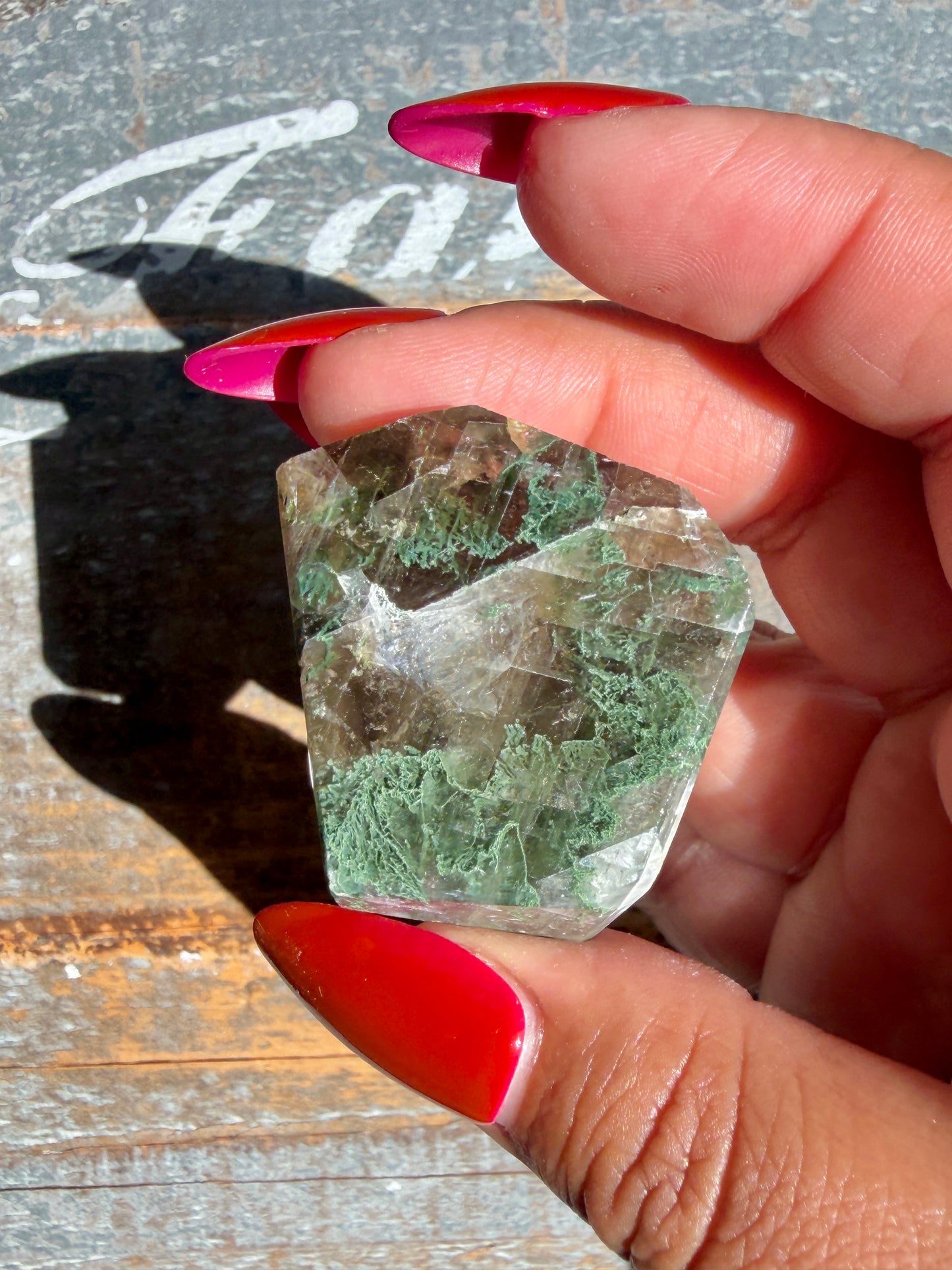 Gorgeous Optical Calcite + Moss Agate Combo Mineral Freeform From India | Opt 32