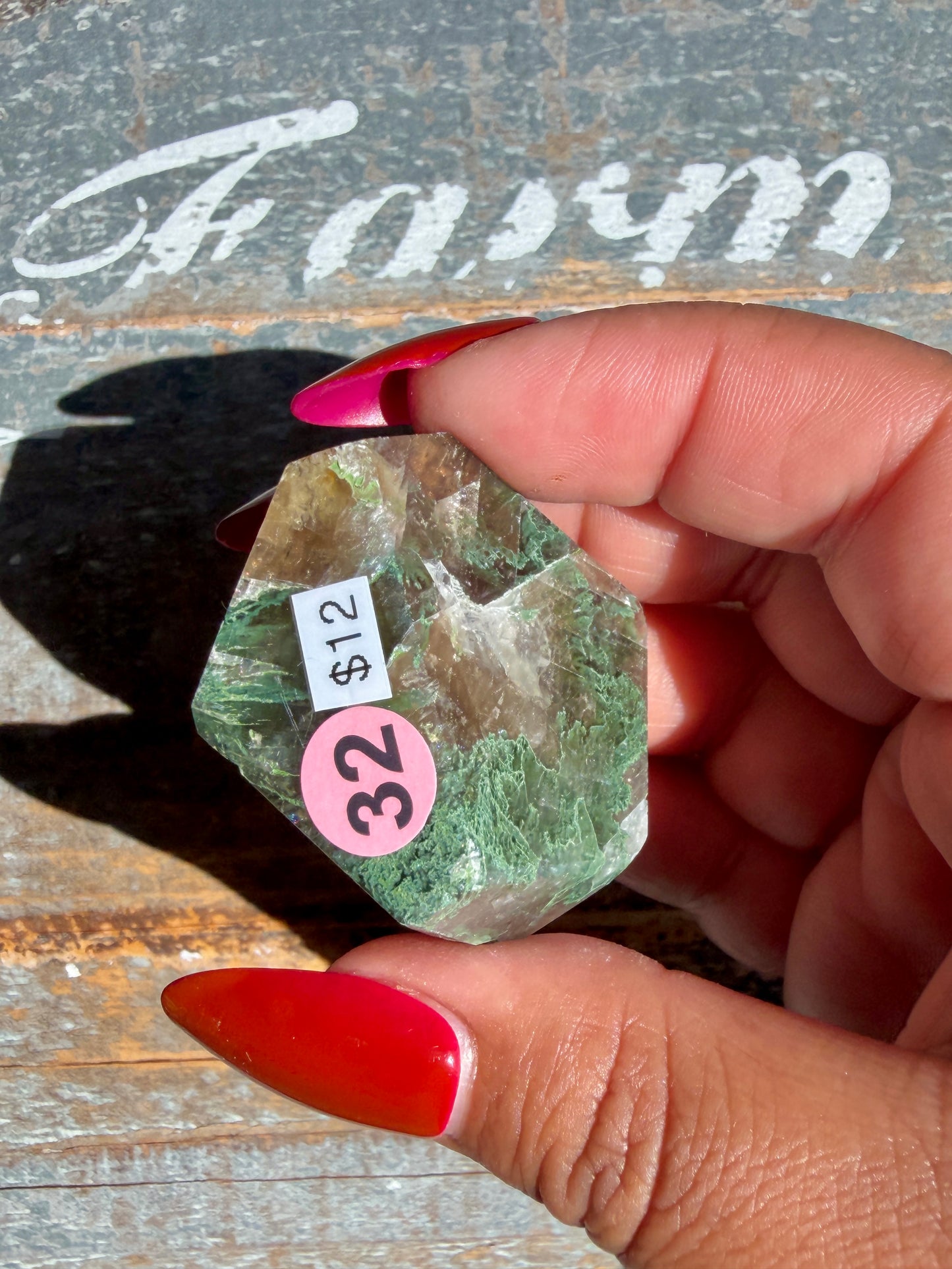 Gorgeous Optical Calcite + Moss Agate Combo Mineral Freeform From India | Opt 32