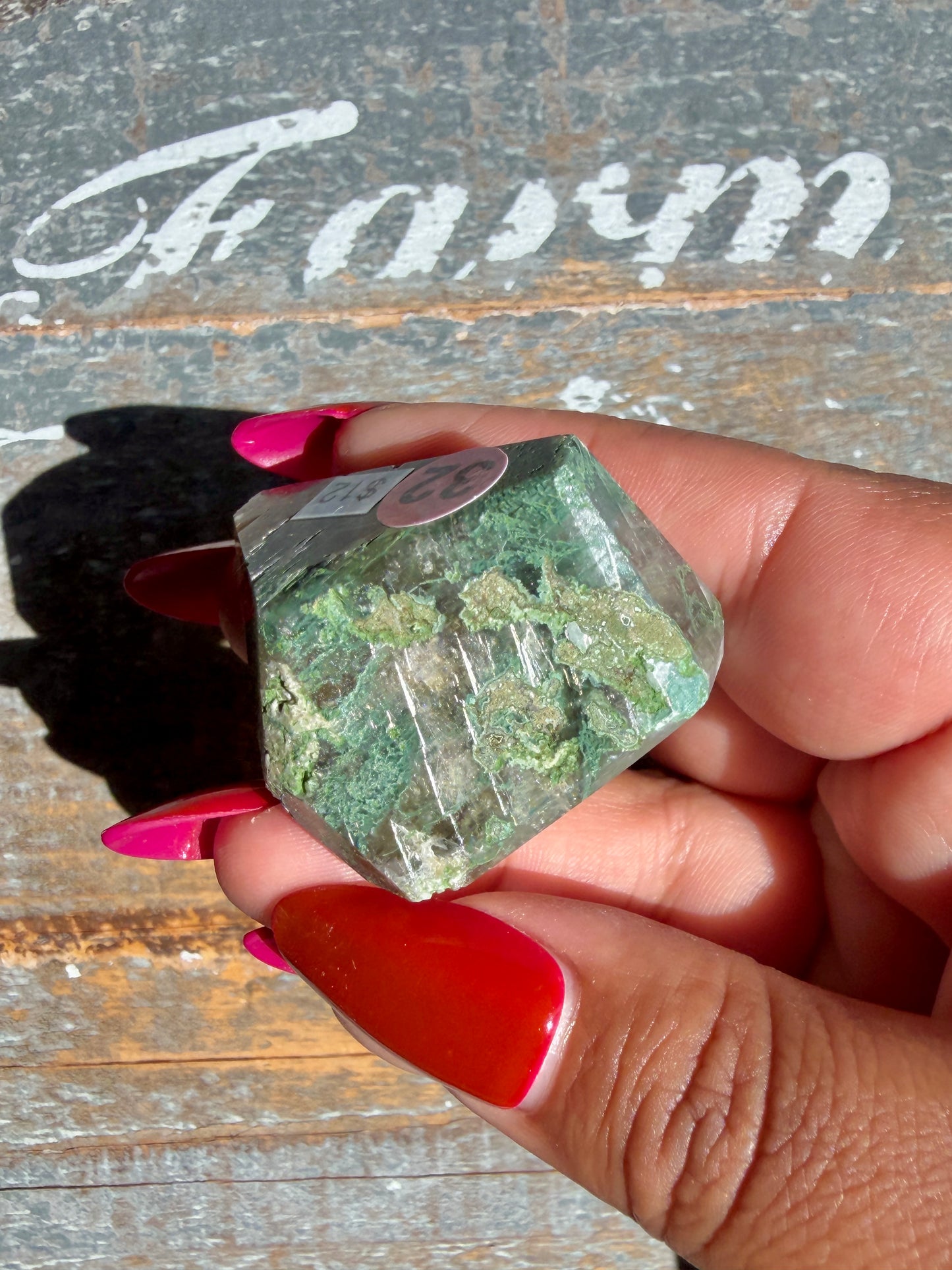 Gorgeous Optical Calcite + Moss Agate Combo Mineral Freeform From India | Opt 32