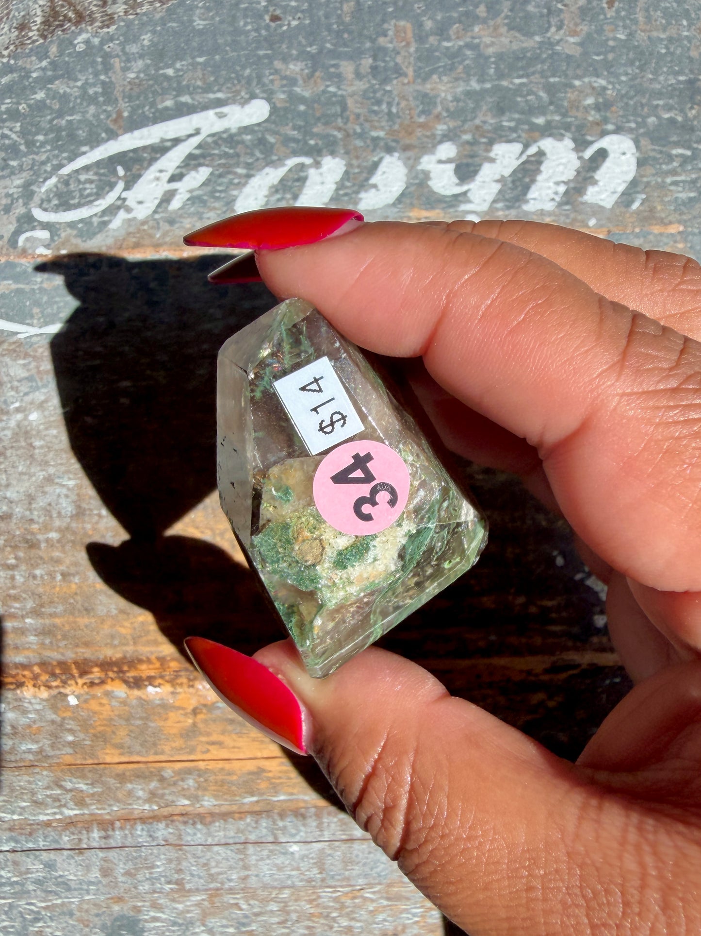 Gorgeous Optical Calcite + Moss Agate Combo Mineral Freeform From India | Opt 34